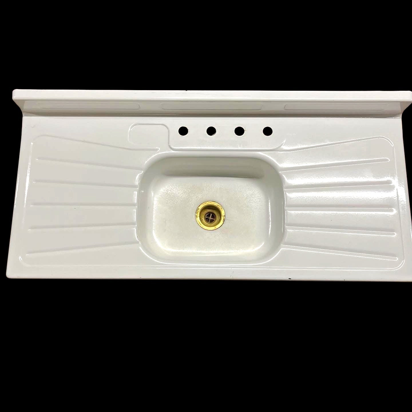 Vintage Porcelain Enameled Steel Double Drain Board Sink