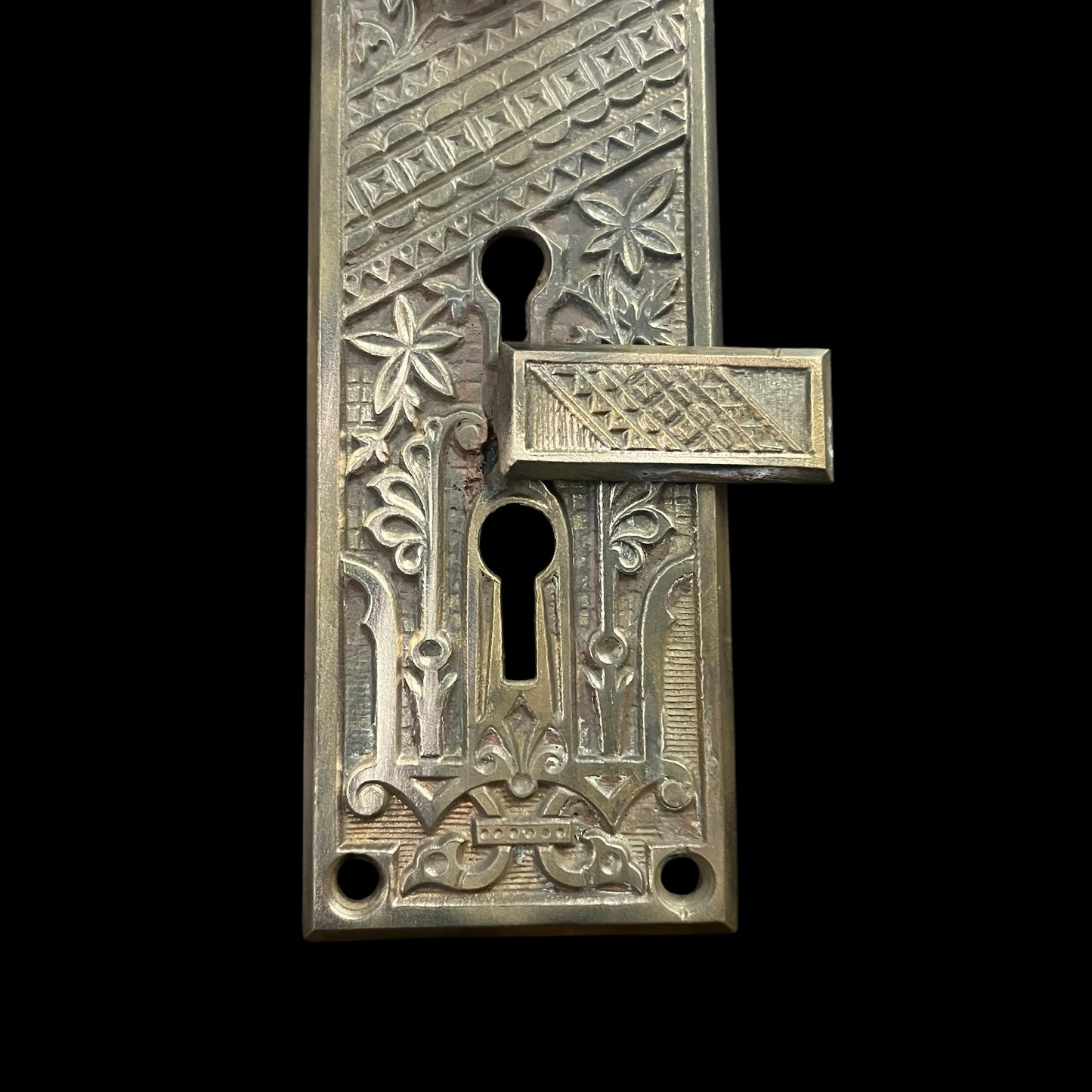 Antique Brass Entrance Mortise Lock and Hardware Set