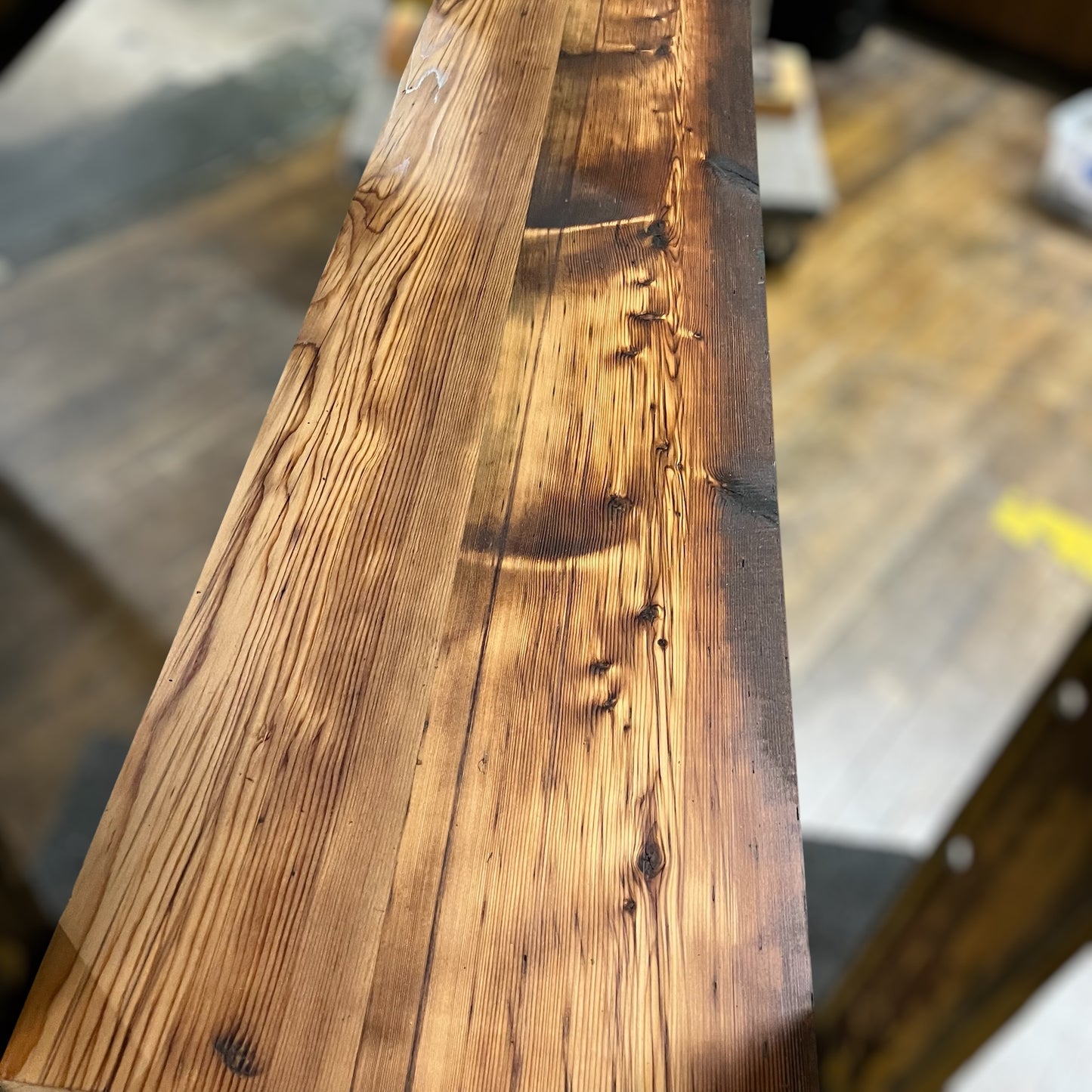 Vintage Workbench With Maple Top And Industrial Steel Frame
