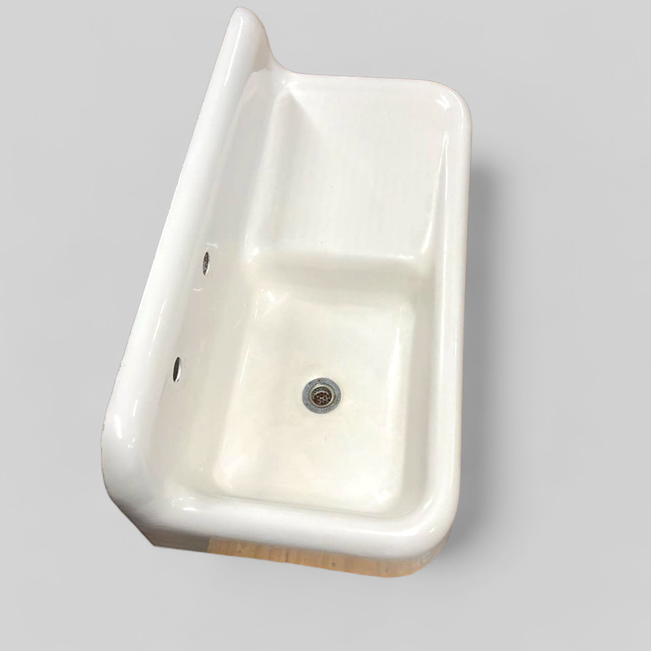Antique Porcelain Enameled Cast Iron Farm Sink With Side Drain Board