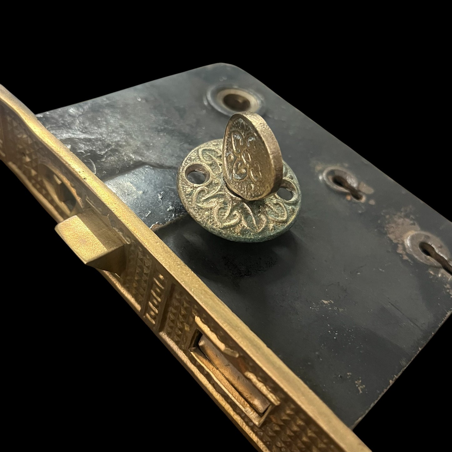 Antique Brass Entrance Mortise Lock and Hardware Set