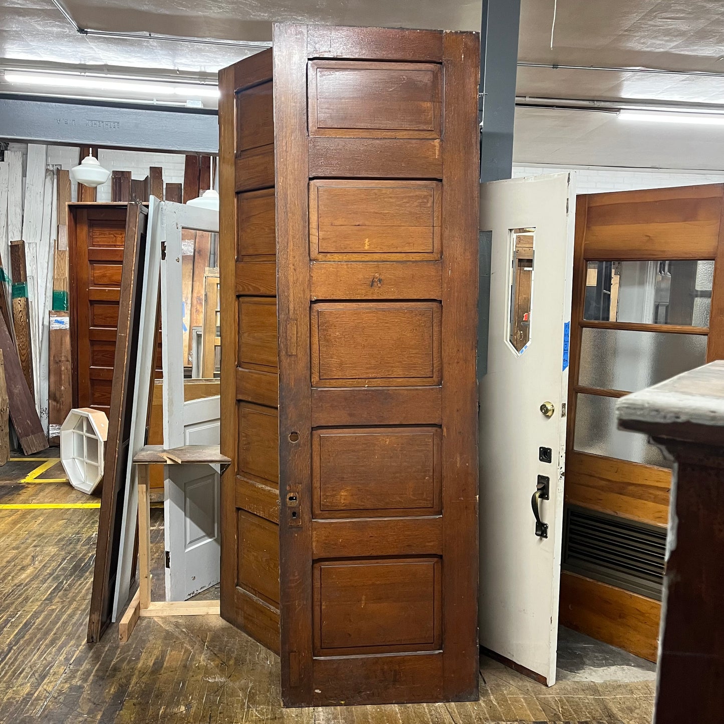 Tall Antique Oak 5 Panel Interior Door