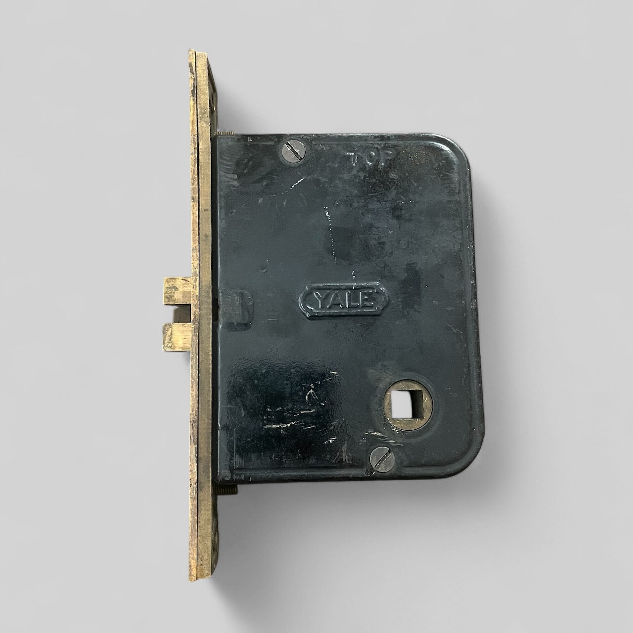 Antique Cast Bronze/Brass Yale Interior or Exterior Door Hardware Set - First National Bank Monogram Doorknob