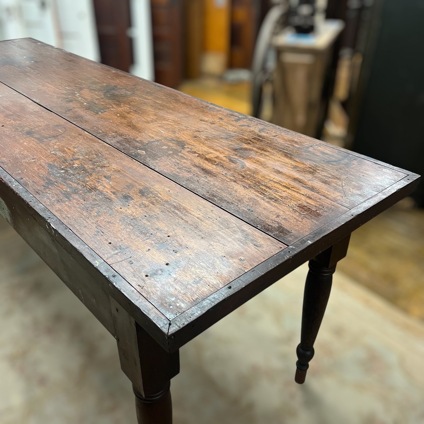 Antique Solid Walnut Table From House Built in 1858