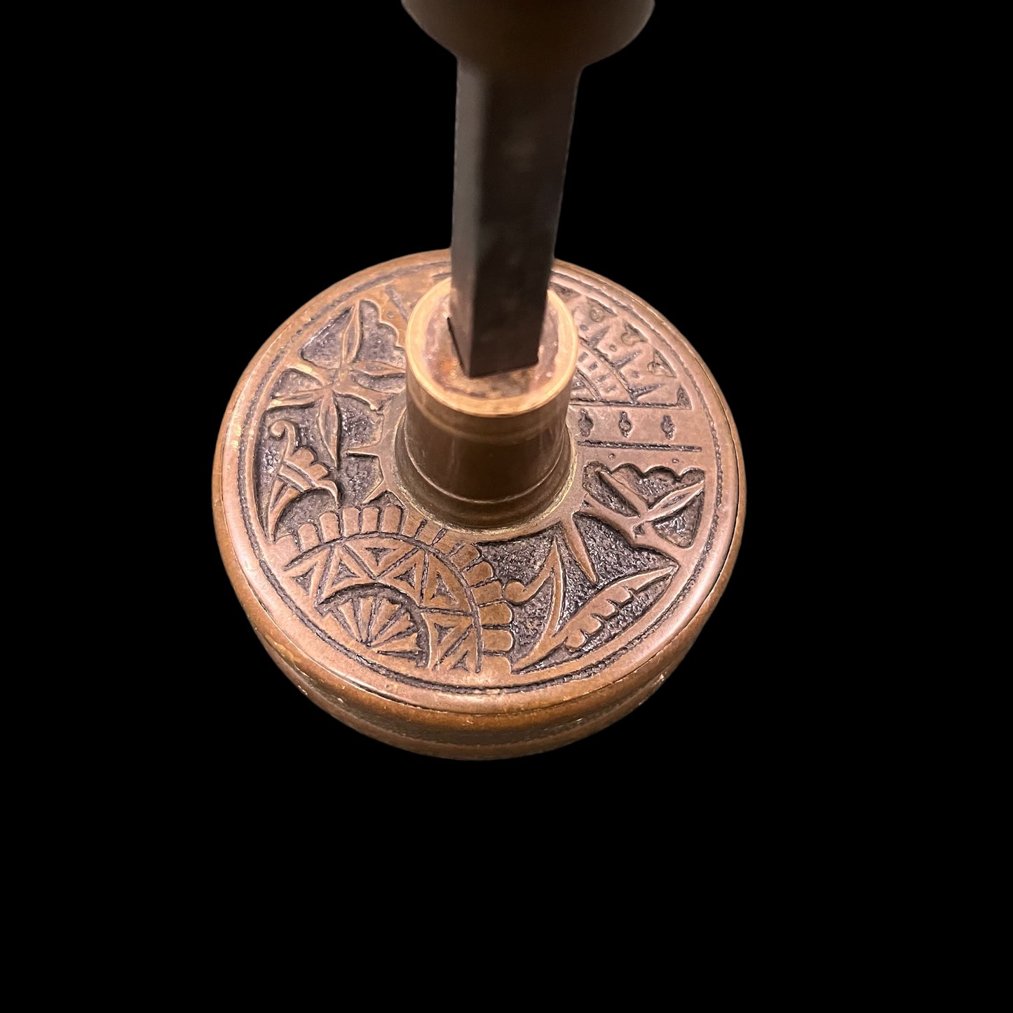 Antique Cast Bronze Branford Vernacular “Oriental” Pattern Doorknob Set