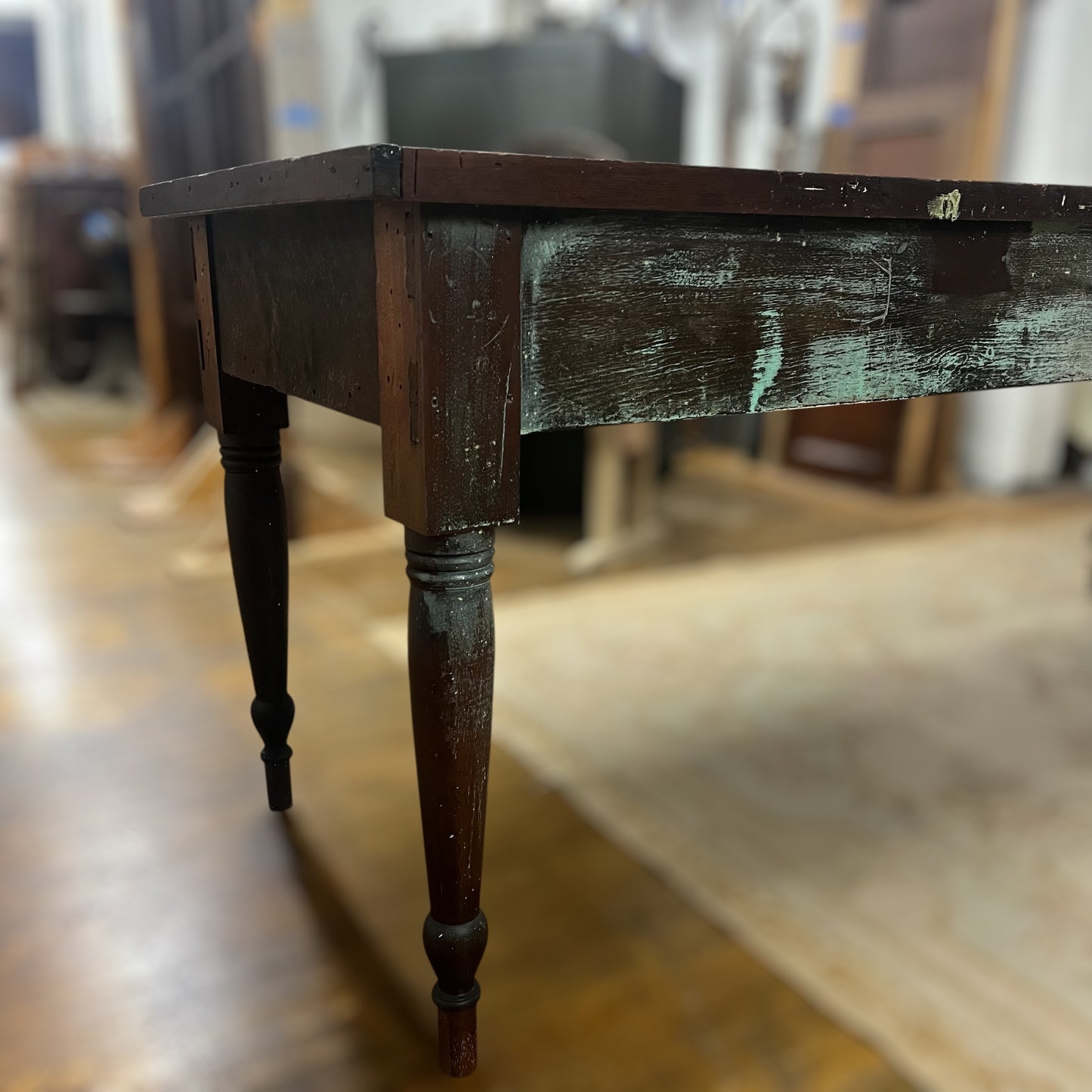 Antique Solid Walnut Table From House Built in 1858