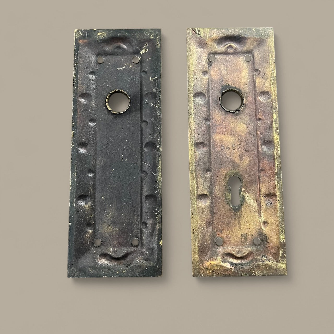 Antique (c. 1900) Corbin Parthenon Cast Bronze Doorknob Set