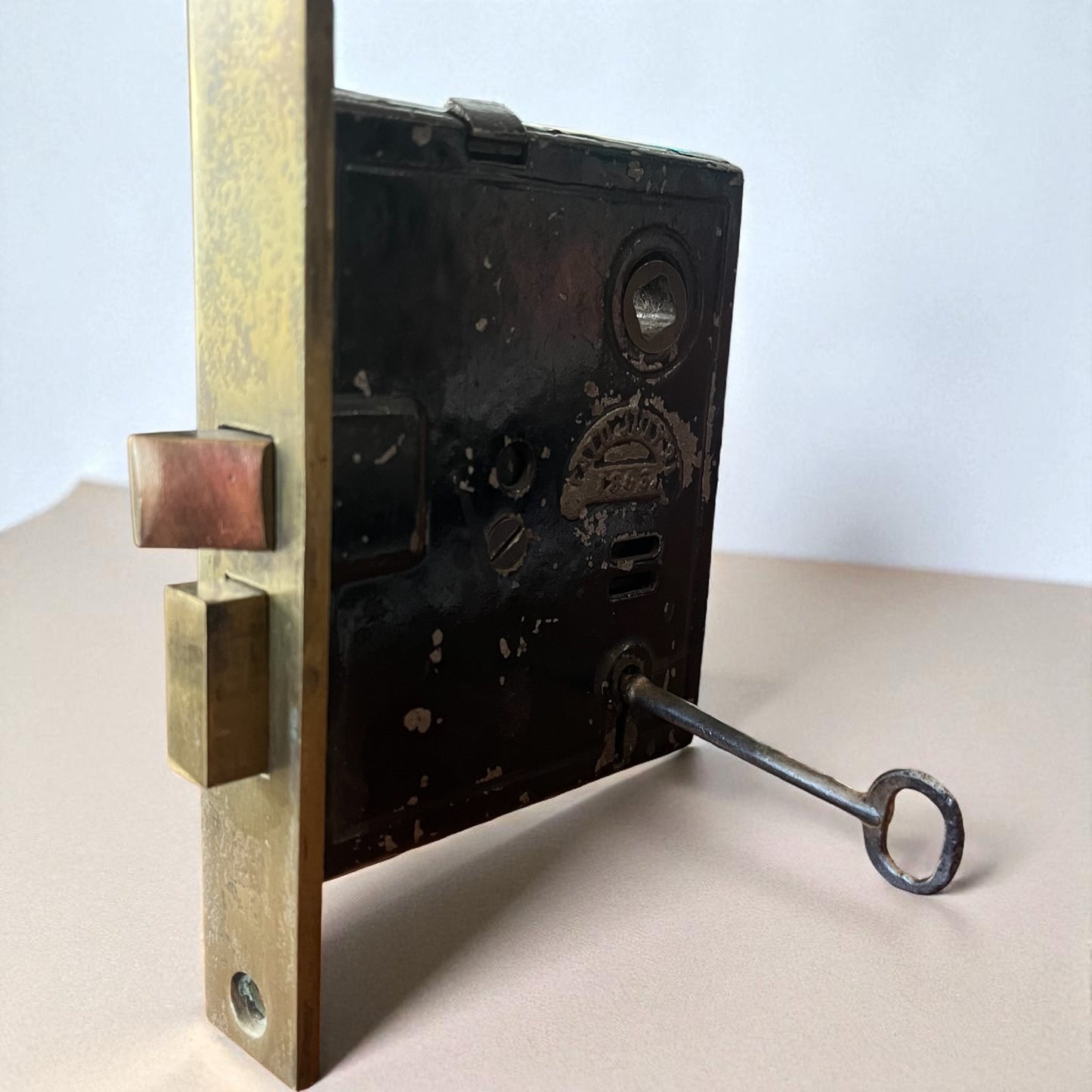 Interior Norwalk Mortise Lock #2495 With Functional Skeleton Key - Patent Date 1865