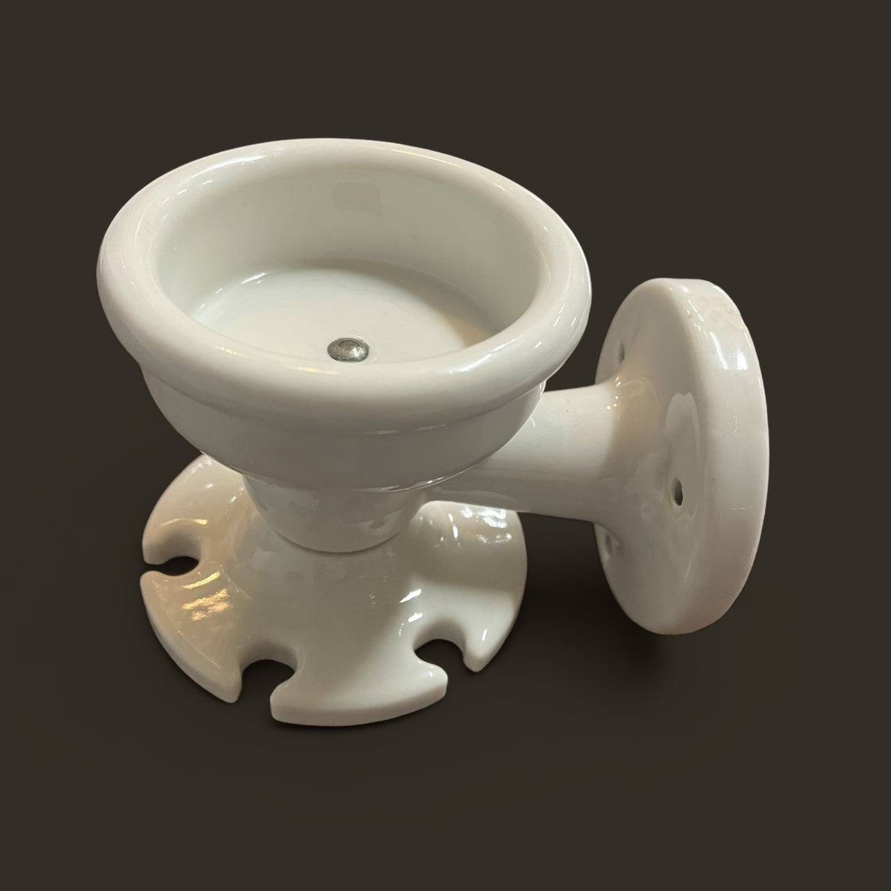Antique (c. 1920s) Porcelain Cup and Toothbrush Holder - Wall Mount