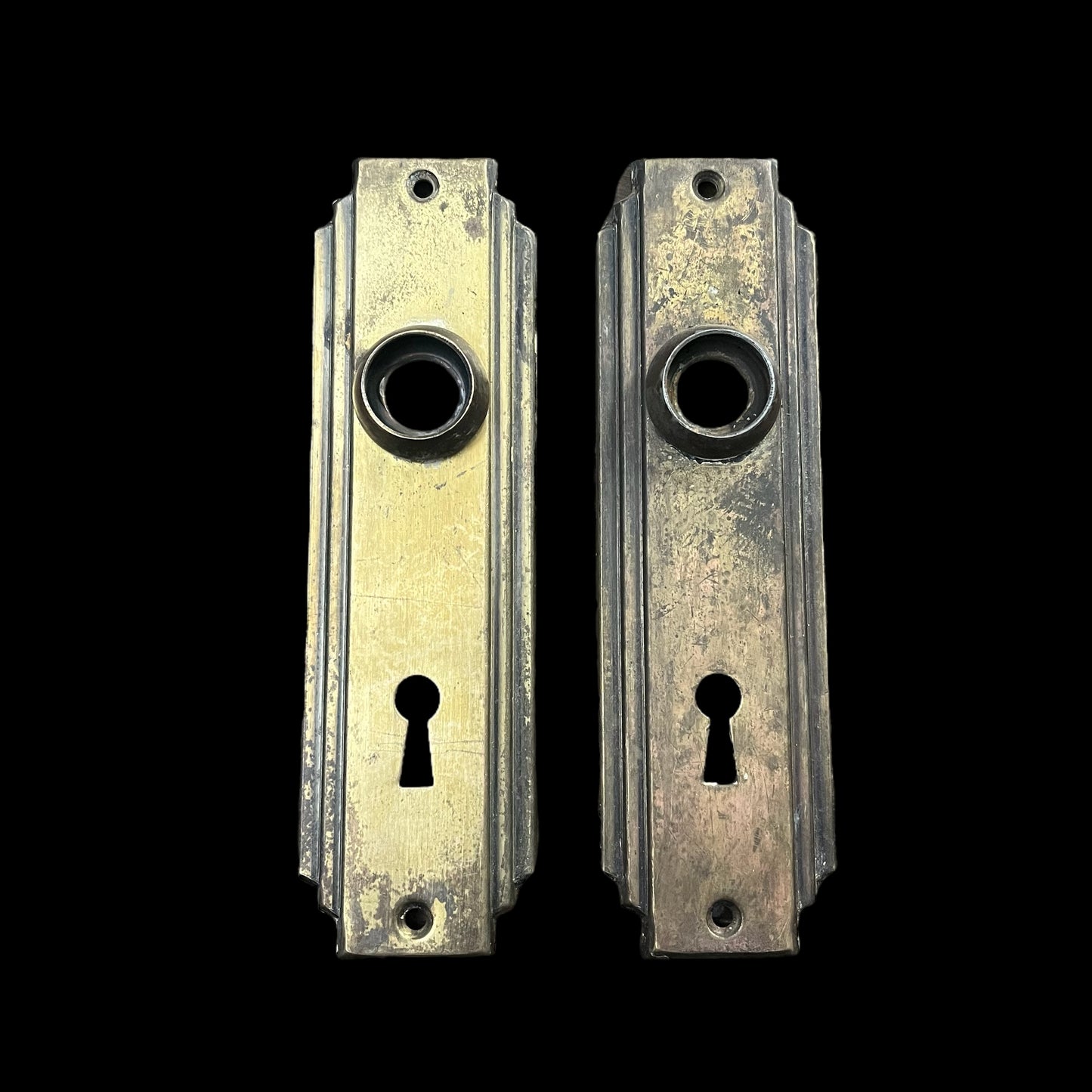 Antique Art Deco Steel Doorknob Set