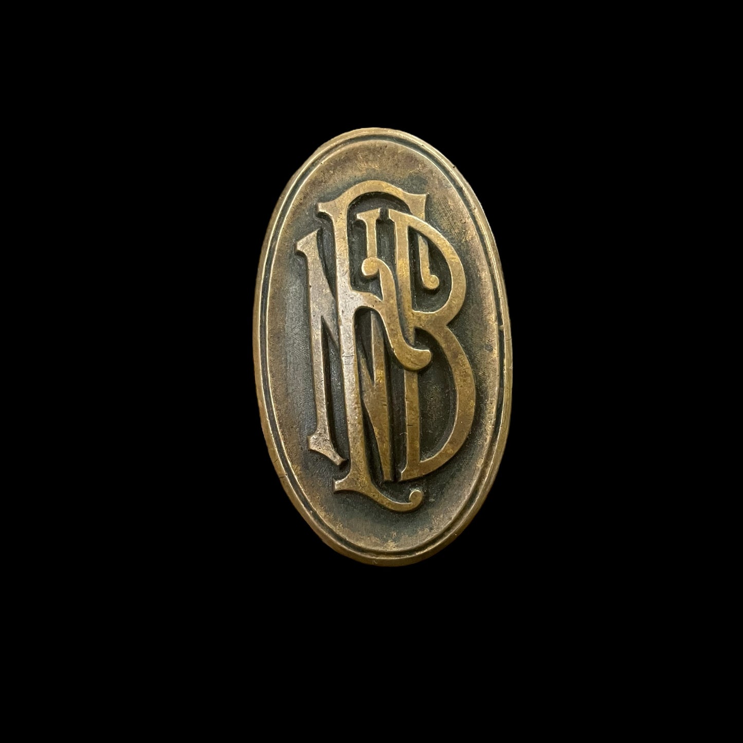 Antique Cast Bronze/Brass Yale Interior or Exterior Door Hardware Set - First National Bank Monogram Doorknob