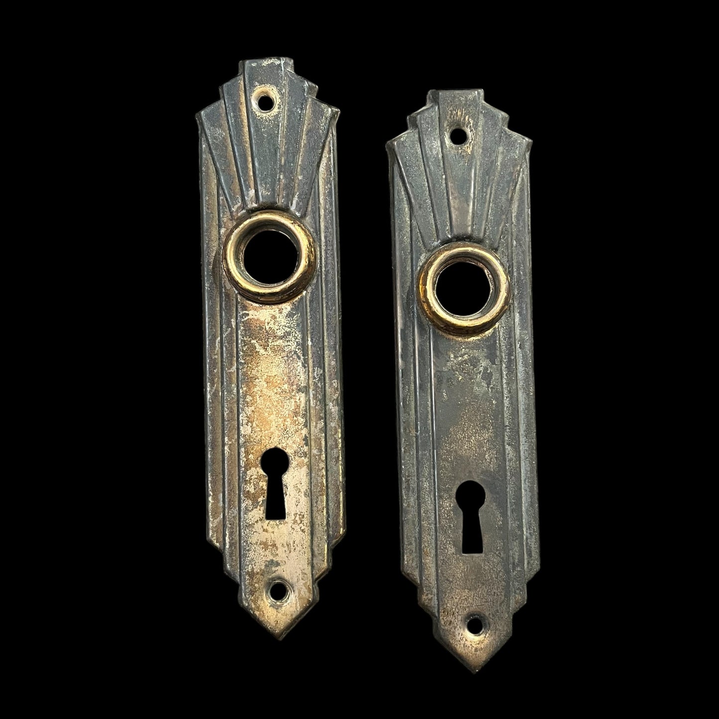Vintage Brass Art Deco Door Hardware Set