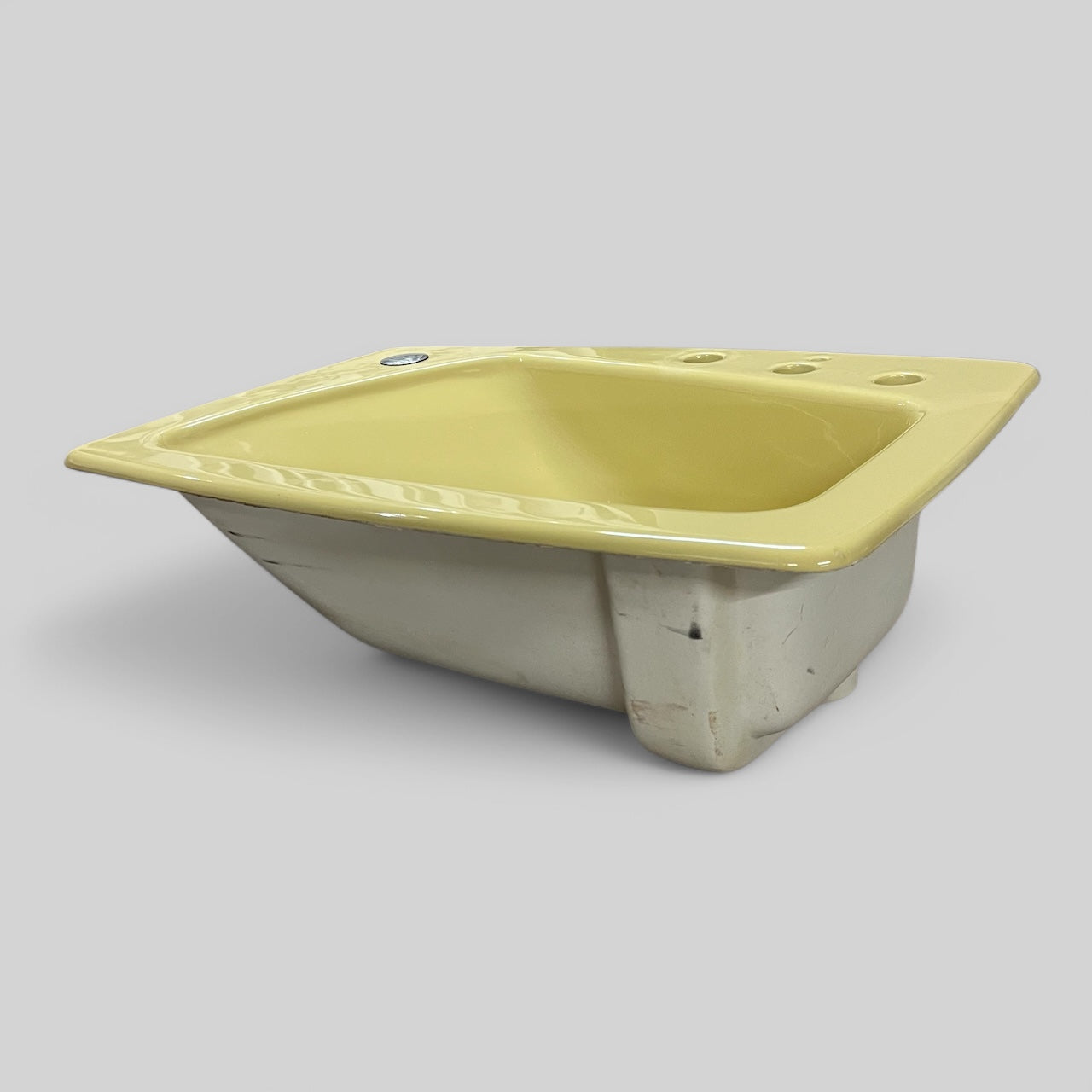 Vintage Yellow Kohler Porcelain Lady Vanity Drop-In Top Mount Bathroom Sink