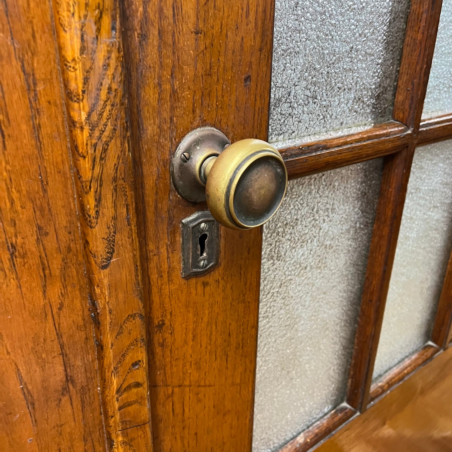 Antique Oak Double Doors With Privacy Glass