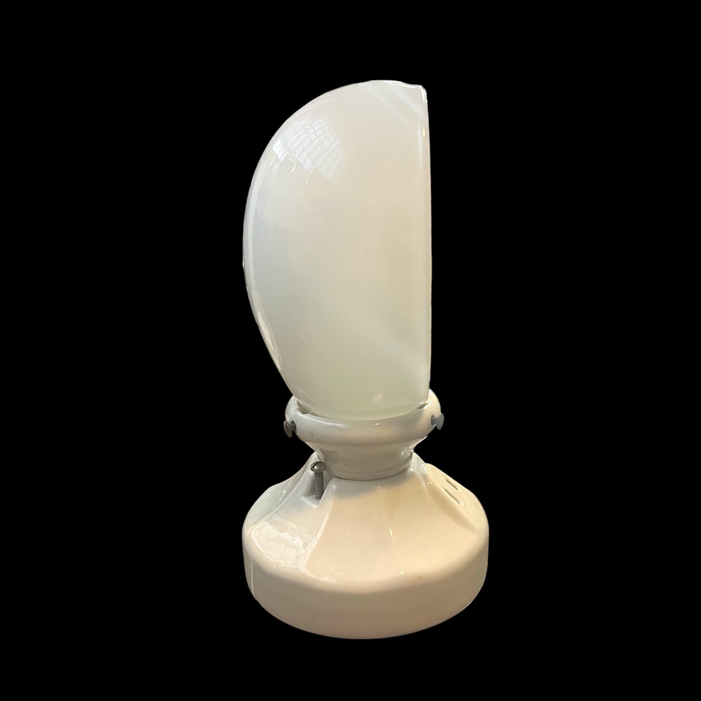 1920-30s Vintage Art Deco Porcelain Wall Sconce With Milk Glass Shade