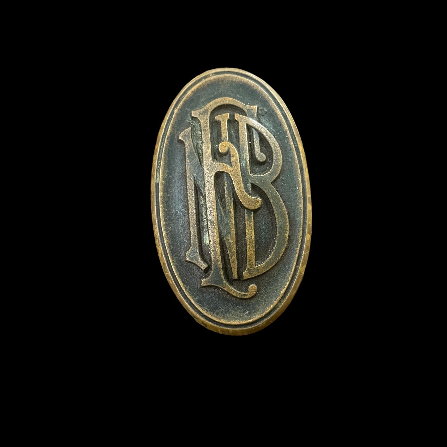 Antique Cast Bronze/Brass Yale Interior or Exterior Door Hardware Set - First National Bank Monogram Doorknob
