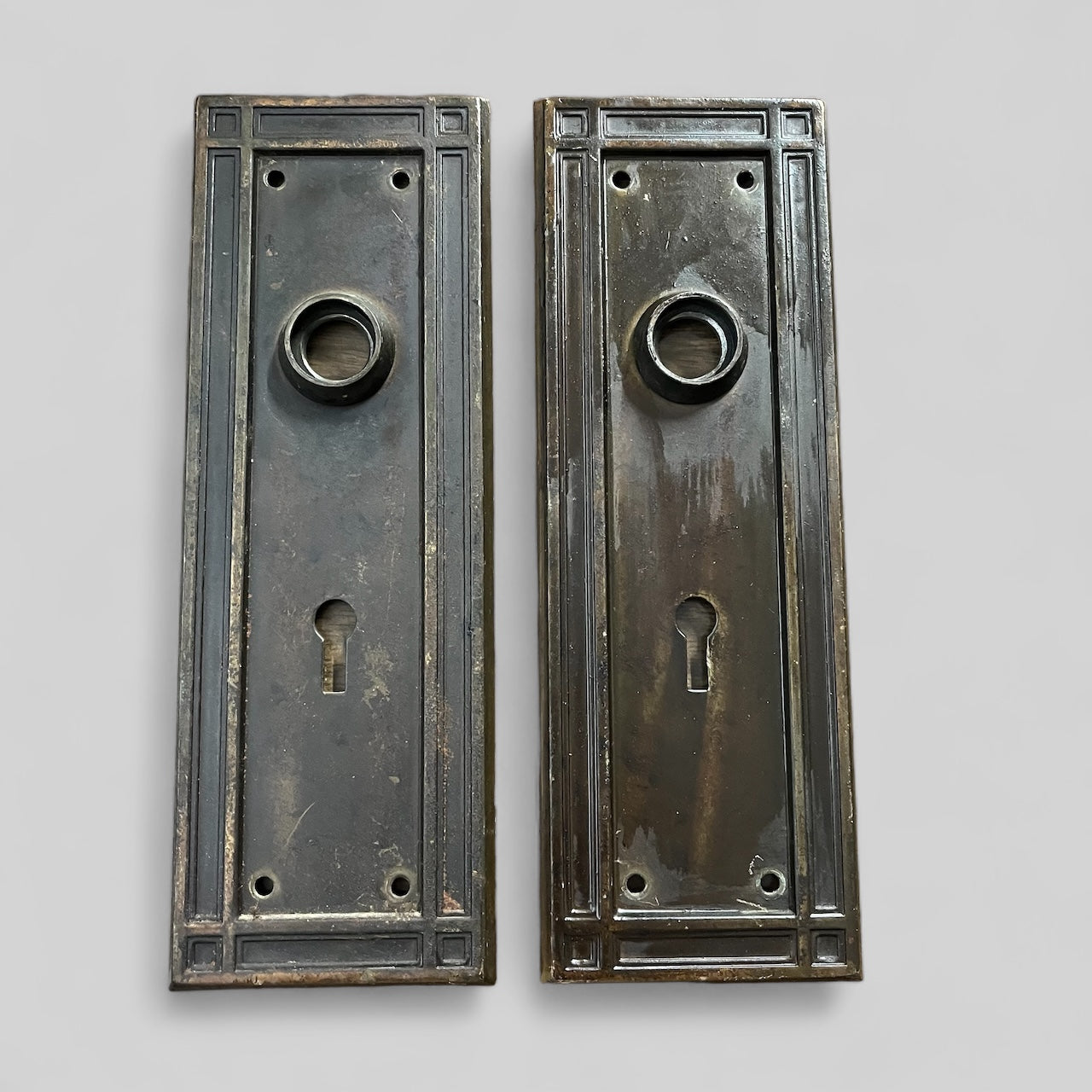 Antique Arts and Crafts / Mission Steel Door Knob Set