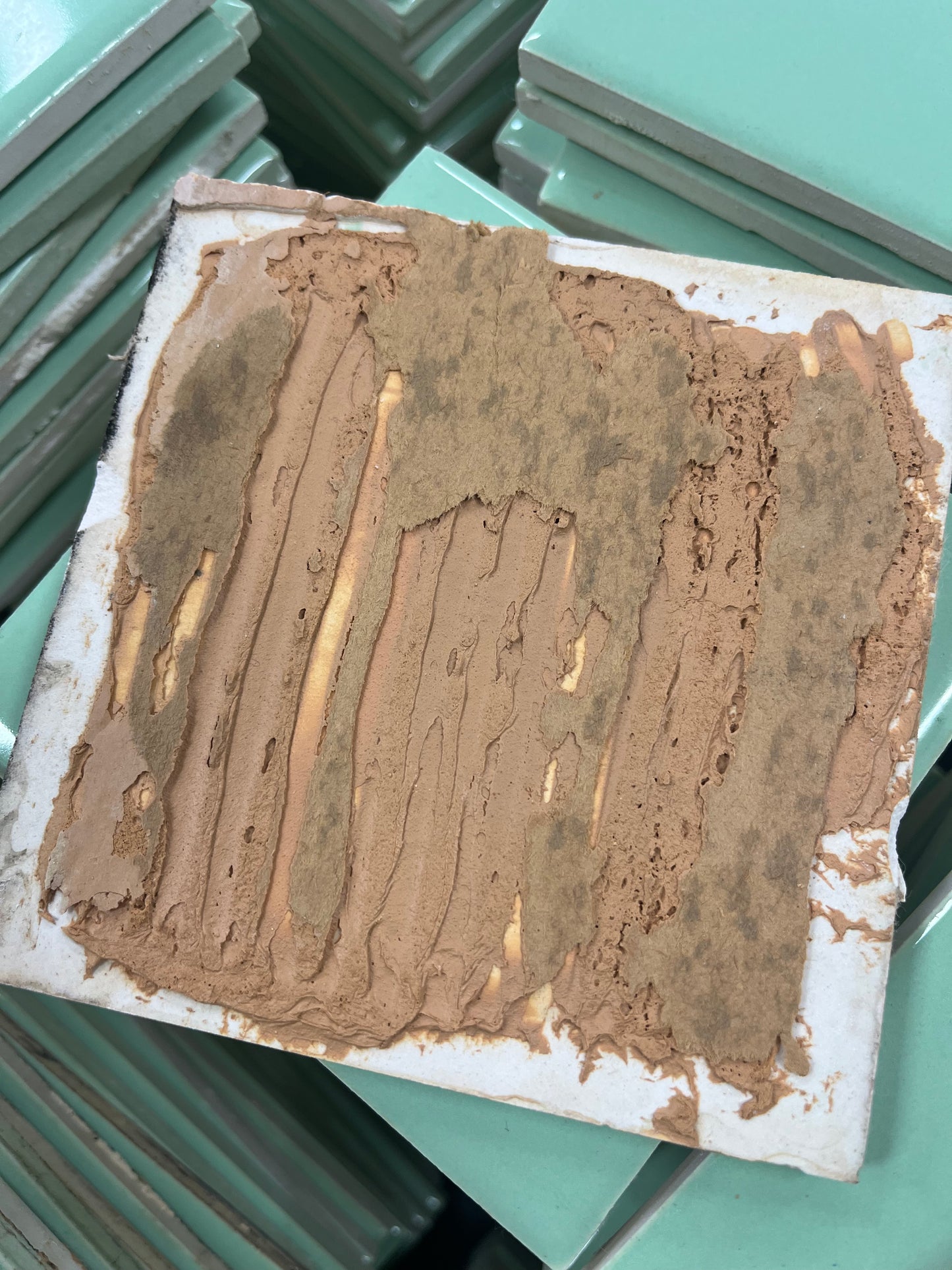 Large Lot of Vintage Mid-Century Seafoam or Mint Green Ceramic Tile