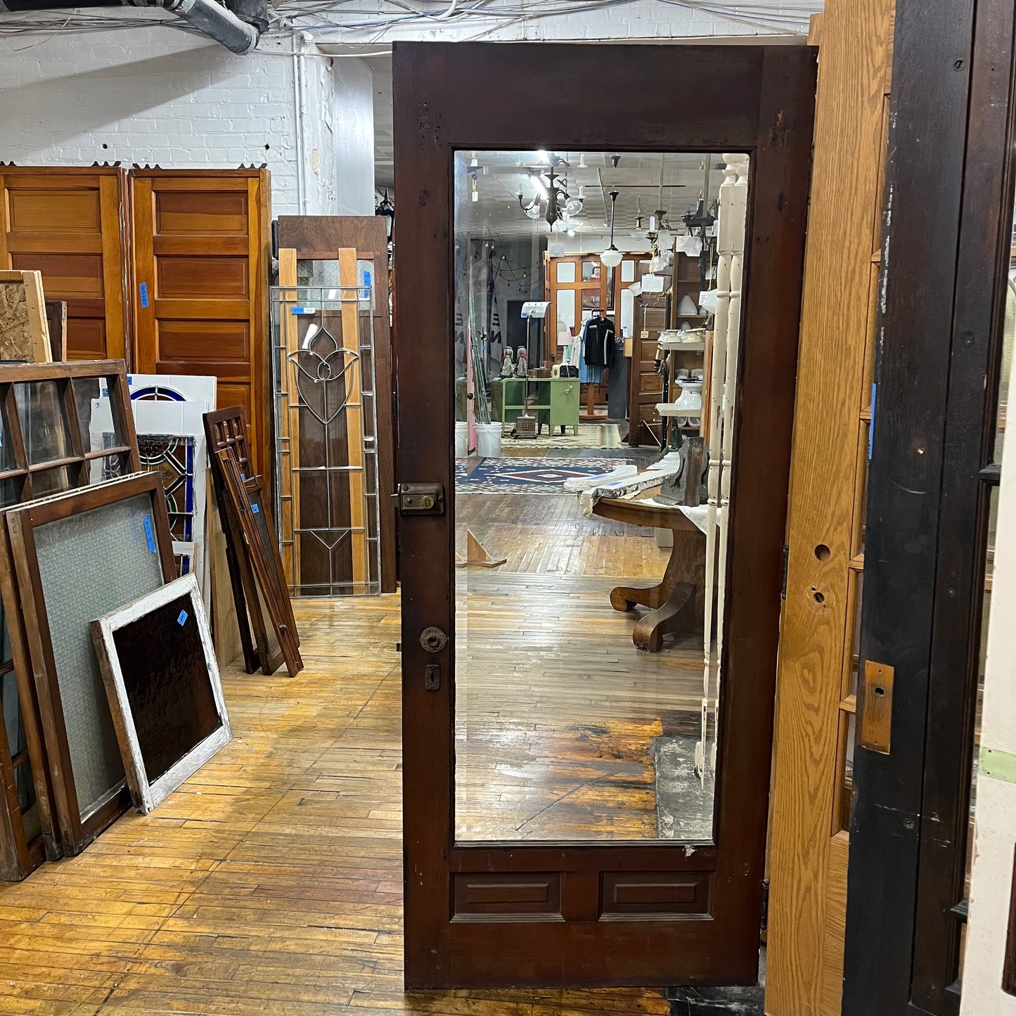 Antique Door With Original Thick Beveled Glass