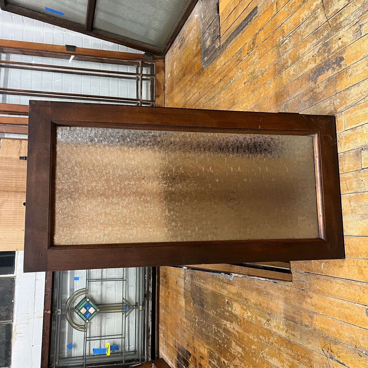 Antique Florentine Glass Transom Window With Original Hardware