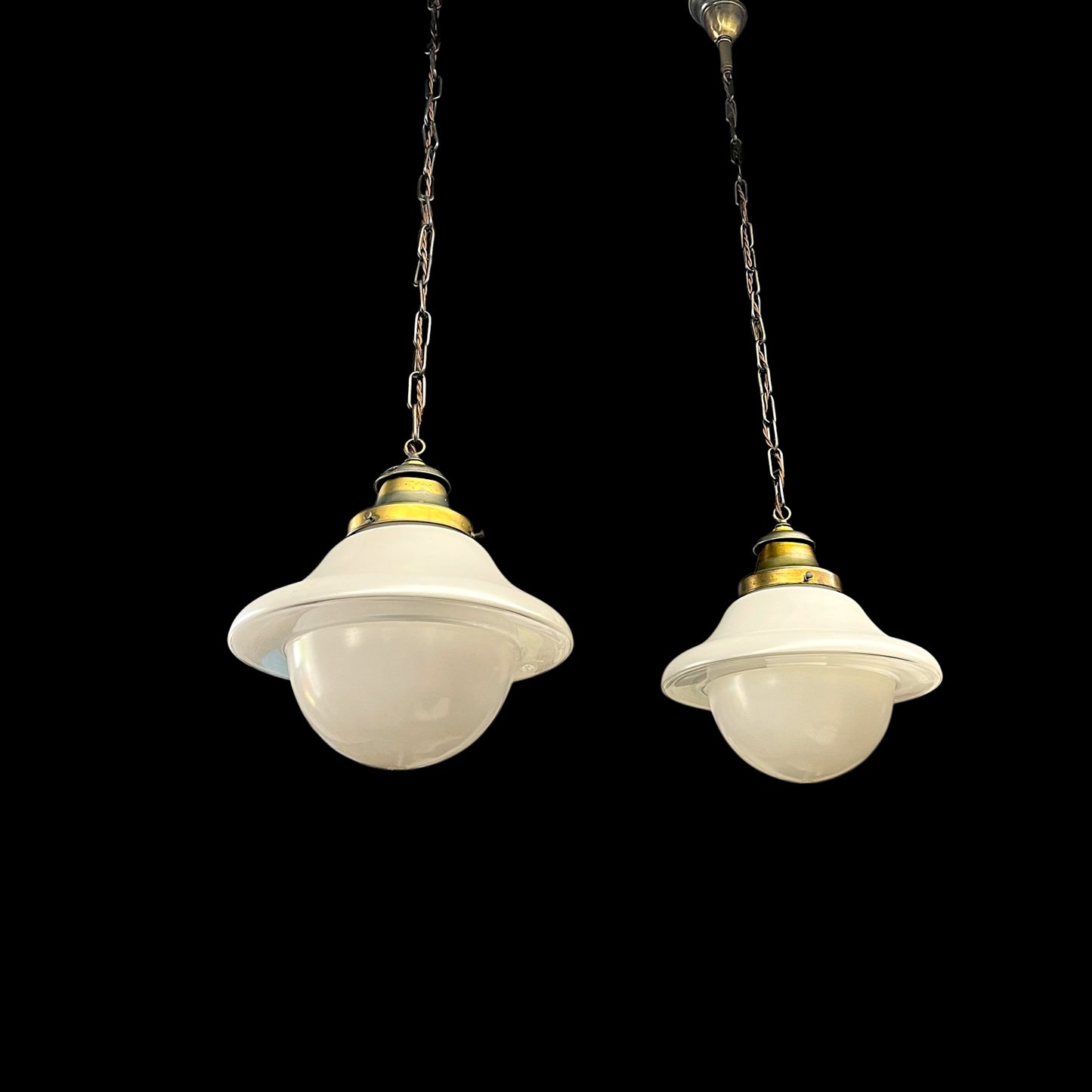 Antique Art Deco Pendant Light With Original Brass Fixture - Rewired