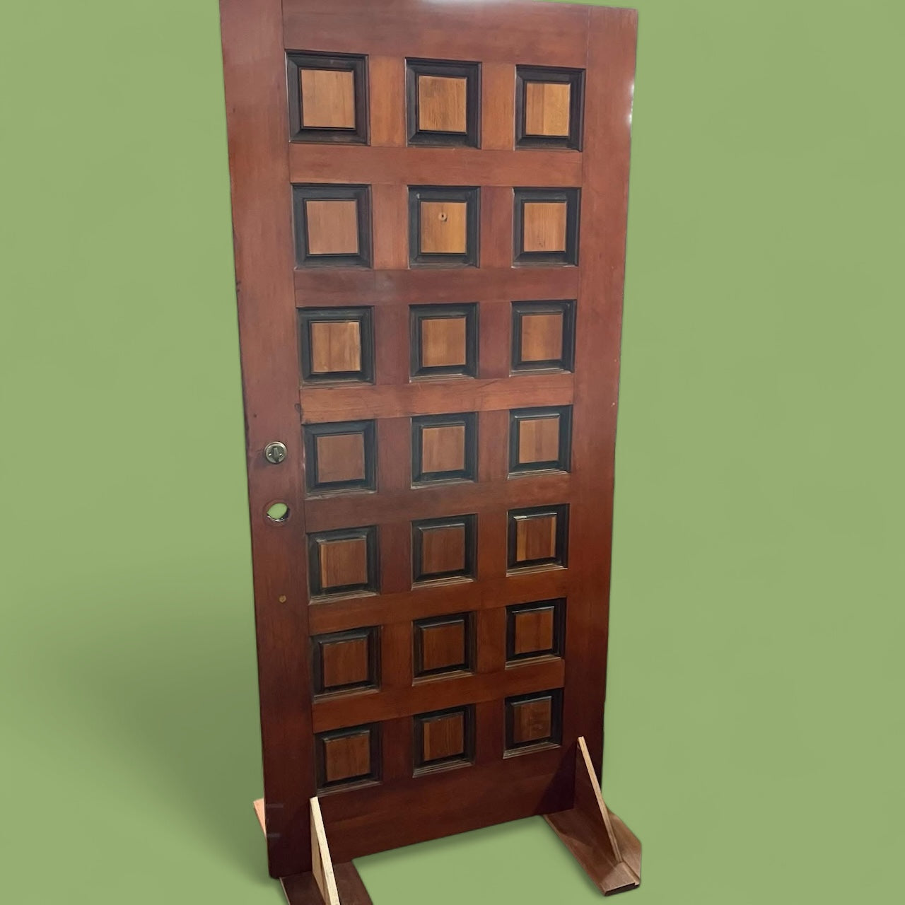 21 Panel Mid-Century Solid Fir/Pine Exterior Door
