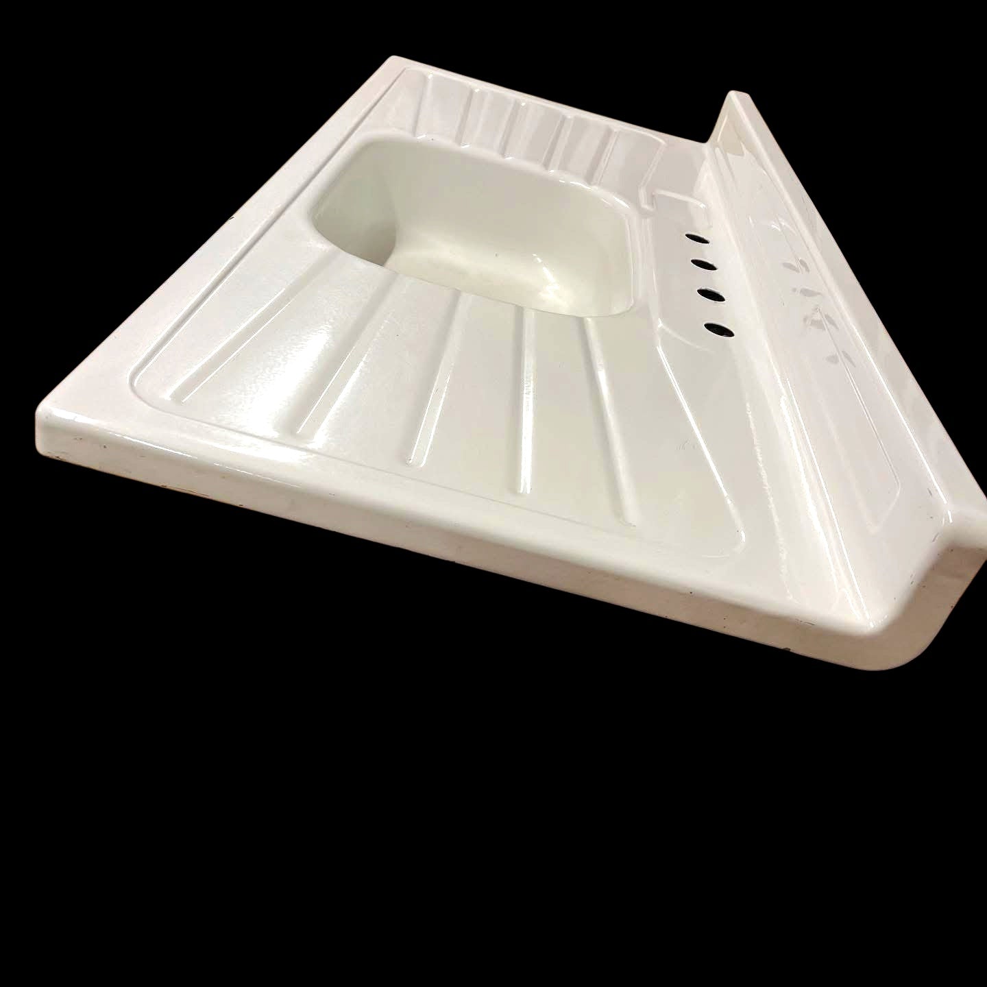 Vintage Porcelain Enameled Steel Double Drain Board Sink