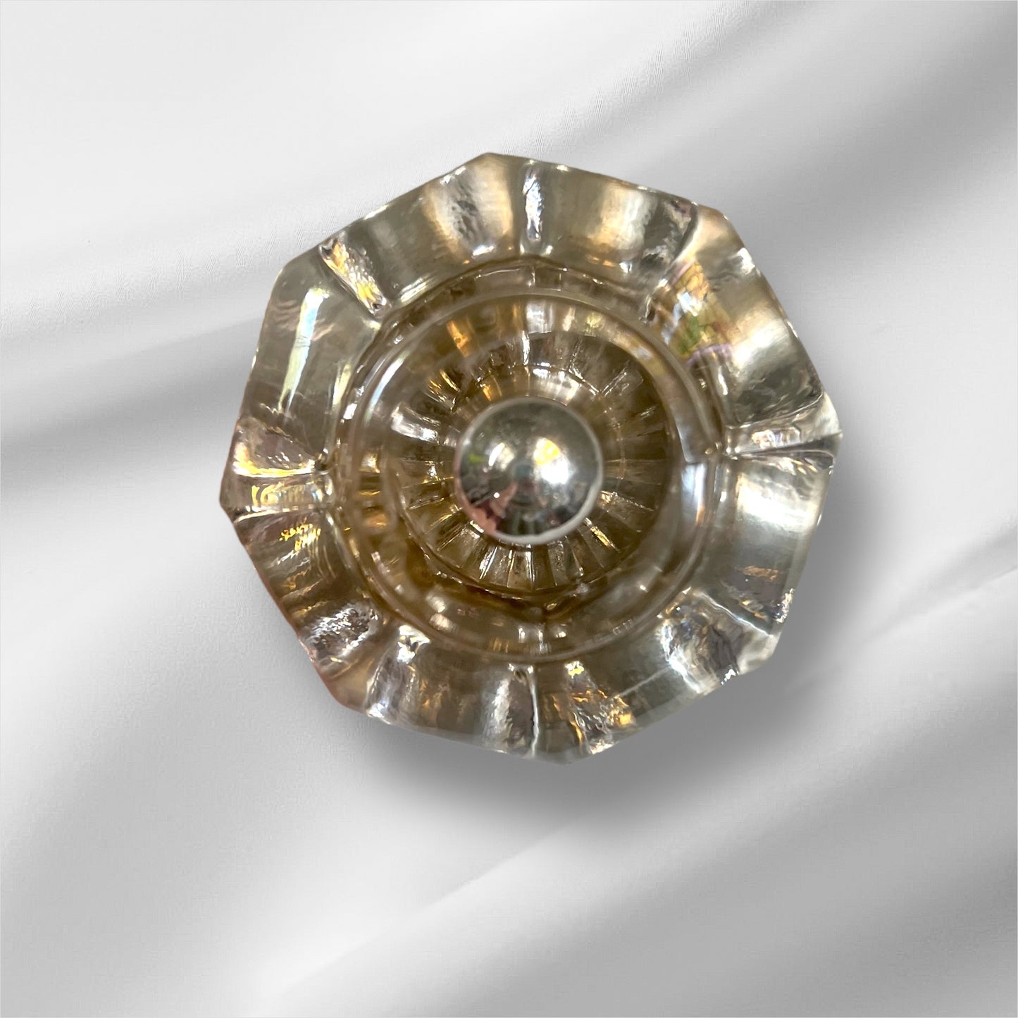 Antique 8-Point Octagonal Glass Doorknobs With Mercury Ball Center