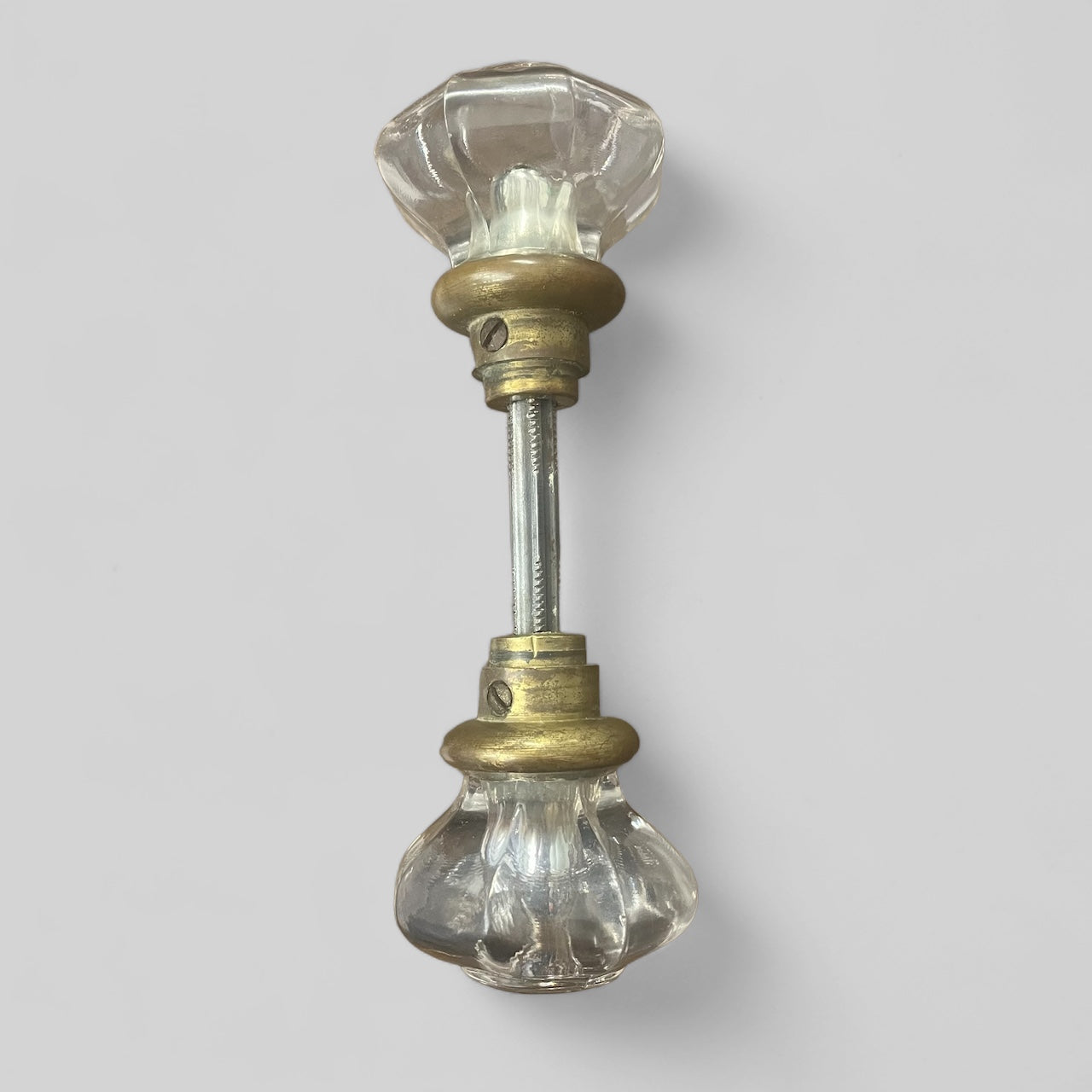 Antique 8-Point Octagonal Glass Doorknobs With Mercury Ball Center