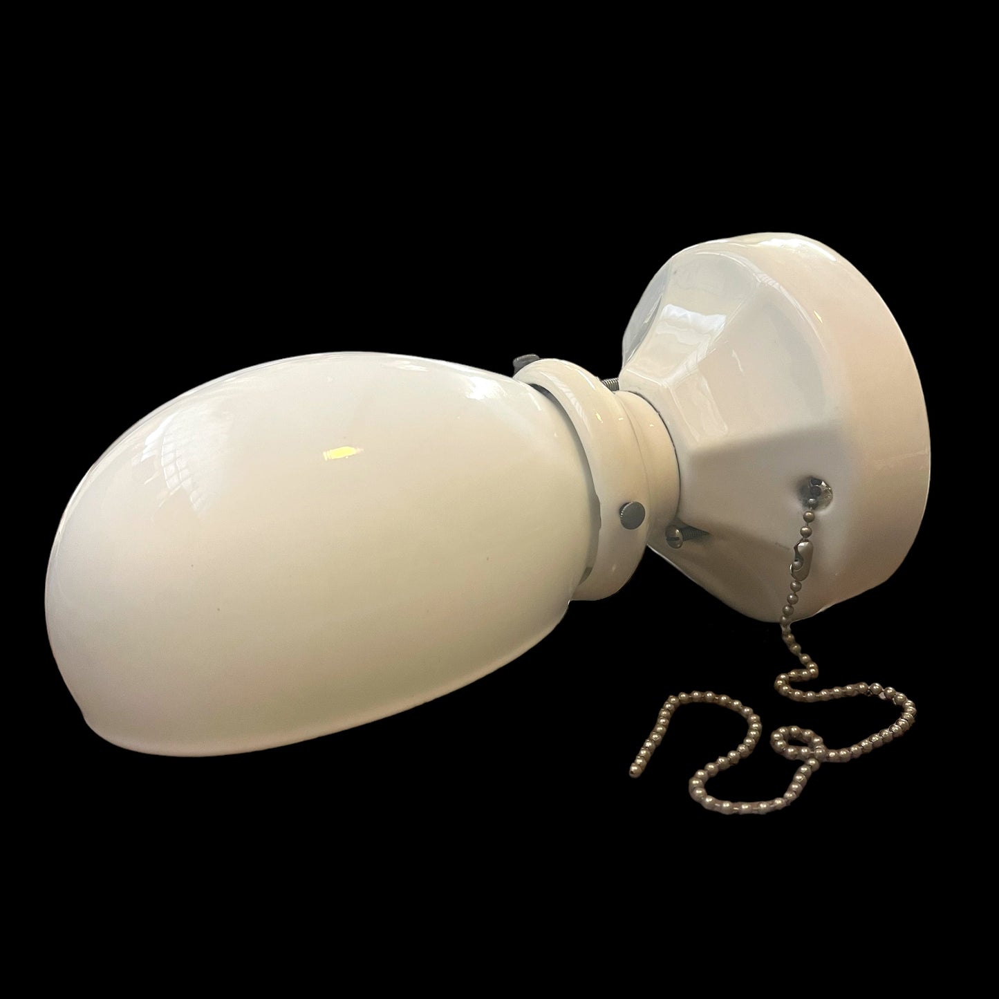 1920-30s Vintage Art Deco Porcelain Wall Sconce With Milk Glass Shade