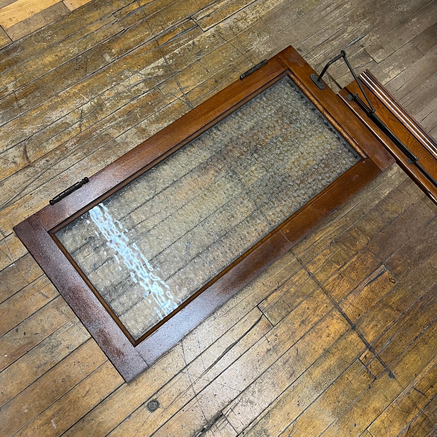 Antique Florentine Glass Transom Window With Original Hardware