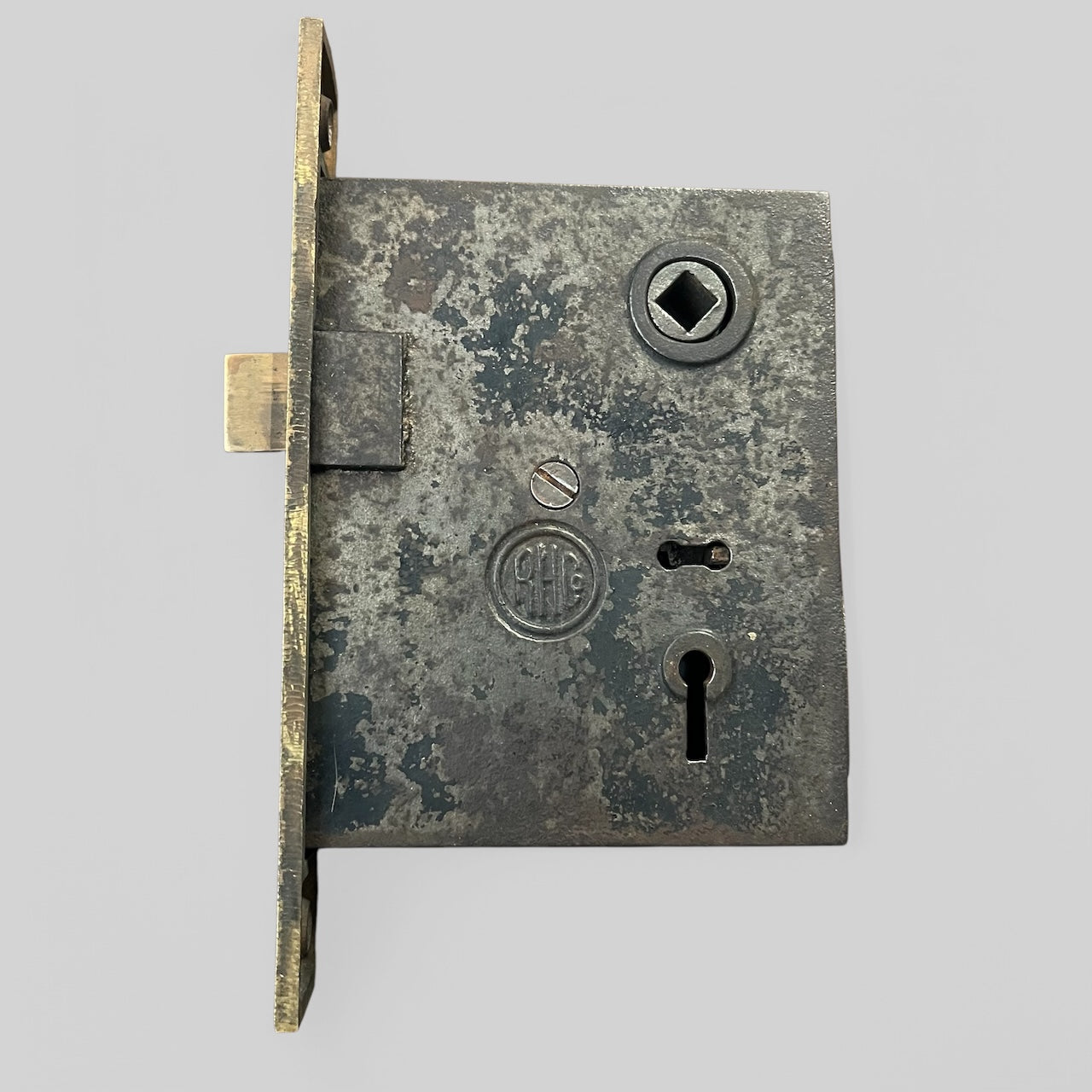 Antique Brass Reading Hardware Co. Mortise Lock With Key #1201 1/2