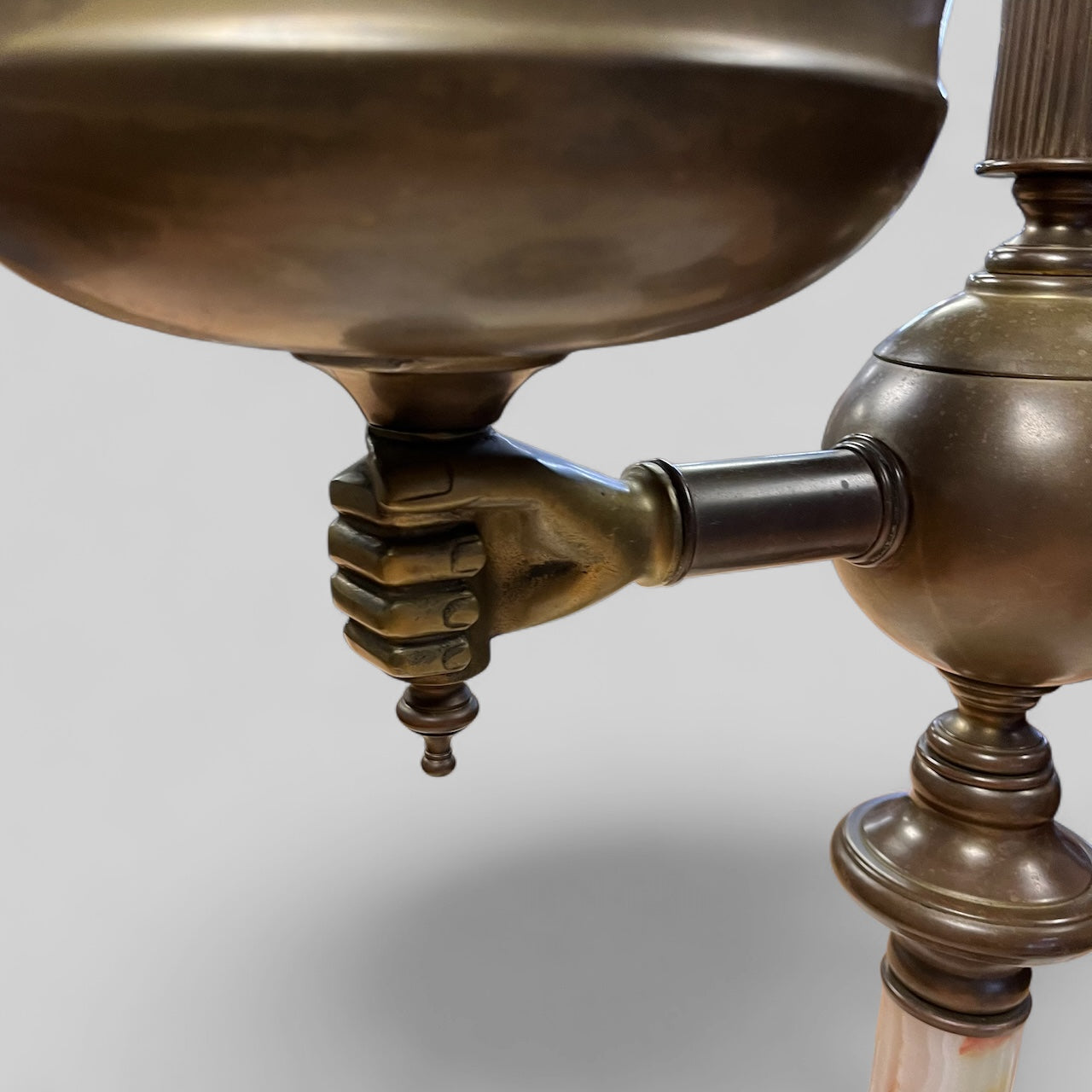 Antique (1890s) Victorian Double Banquet Oil-Burning Brass and Marble lamp