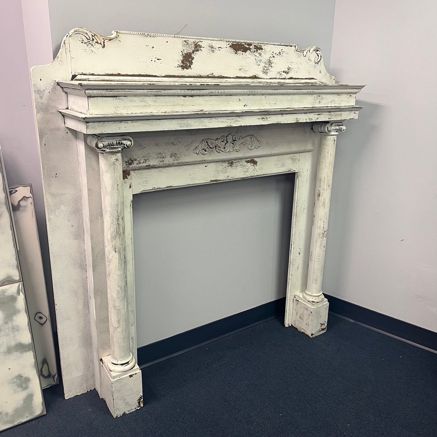Antique Oak (Painted) Rustic Fireplace Surround Mantel