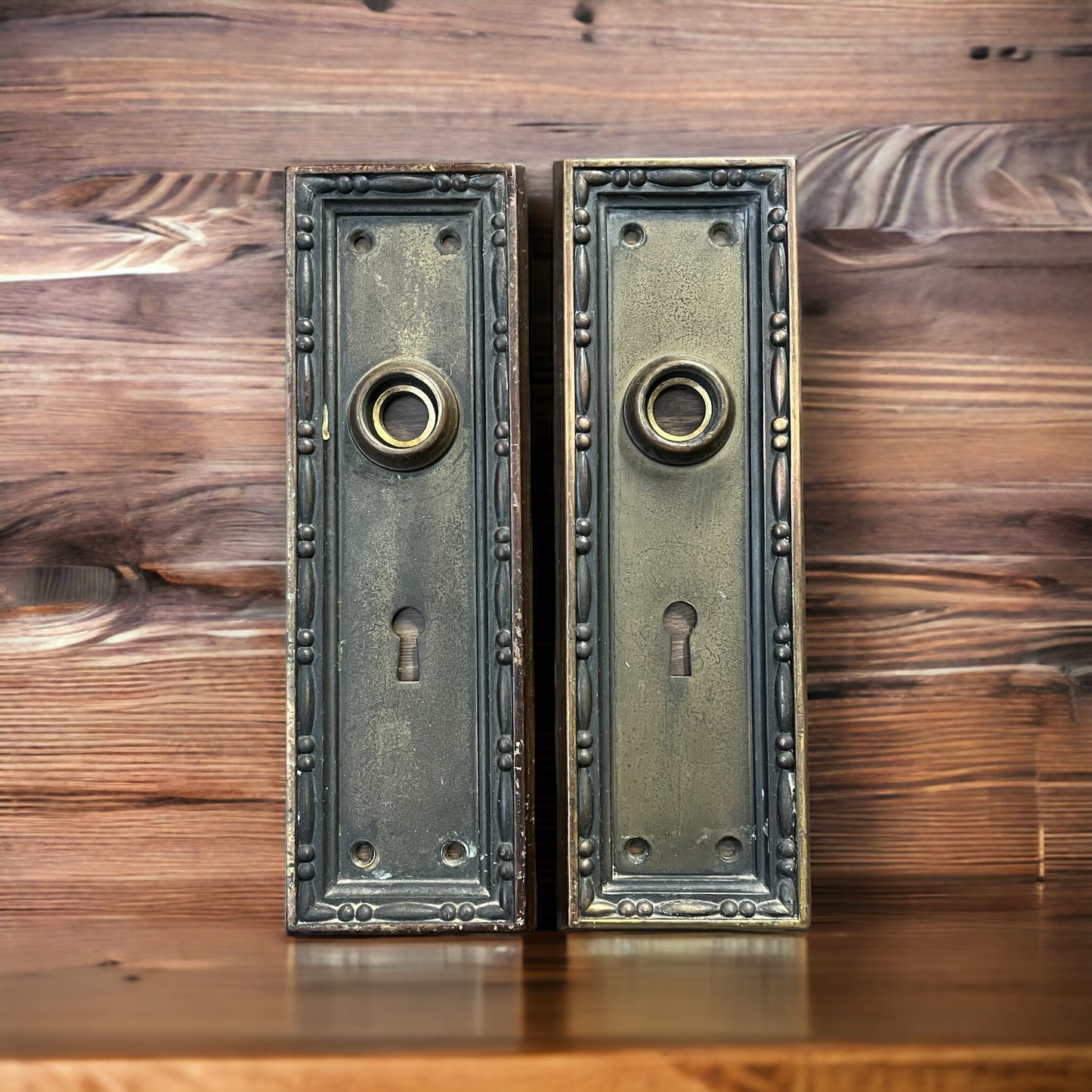 Antique 1920s Russell & Erwin Bronze Door Knob Lock Set