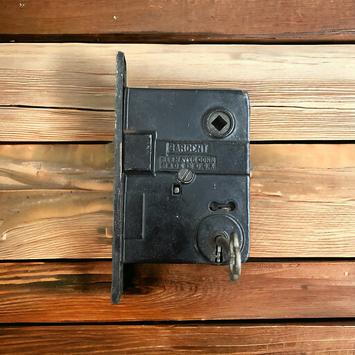 Antique Oversized Sargent Brass Front Interior Mortise Lock with Working Skeleton Key (#5629)