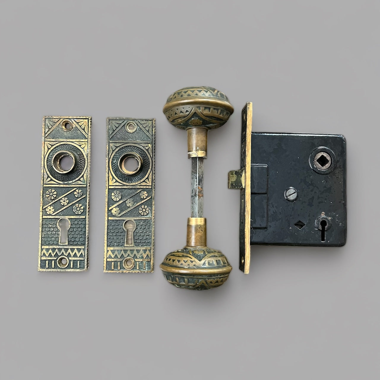 Antique Bronze F.C. Linde Vernacular Interior Door Hardware Set