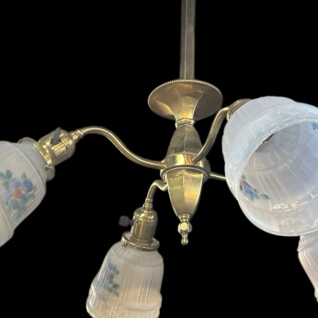 Antique Brass Victorian Four Arm Chandelier