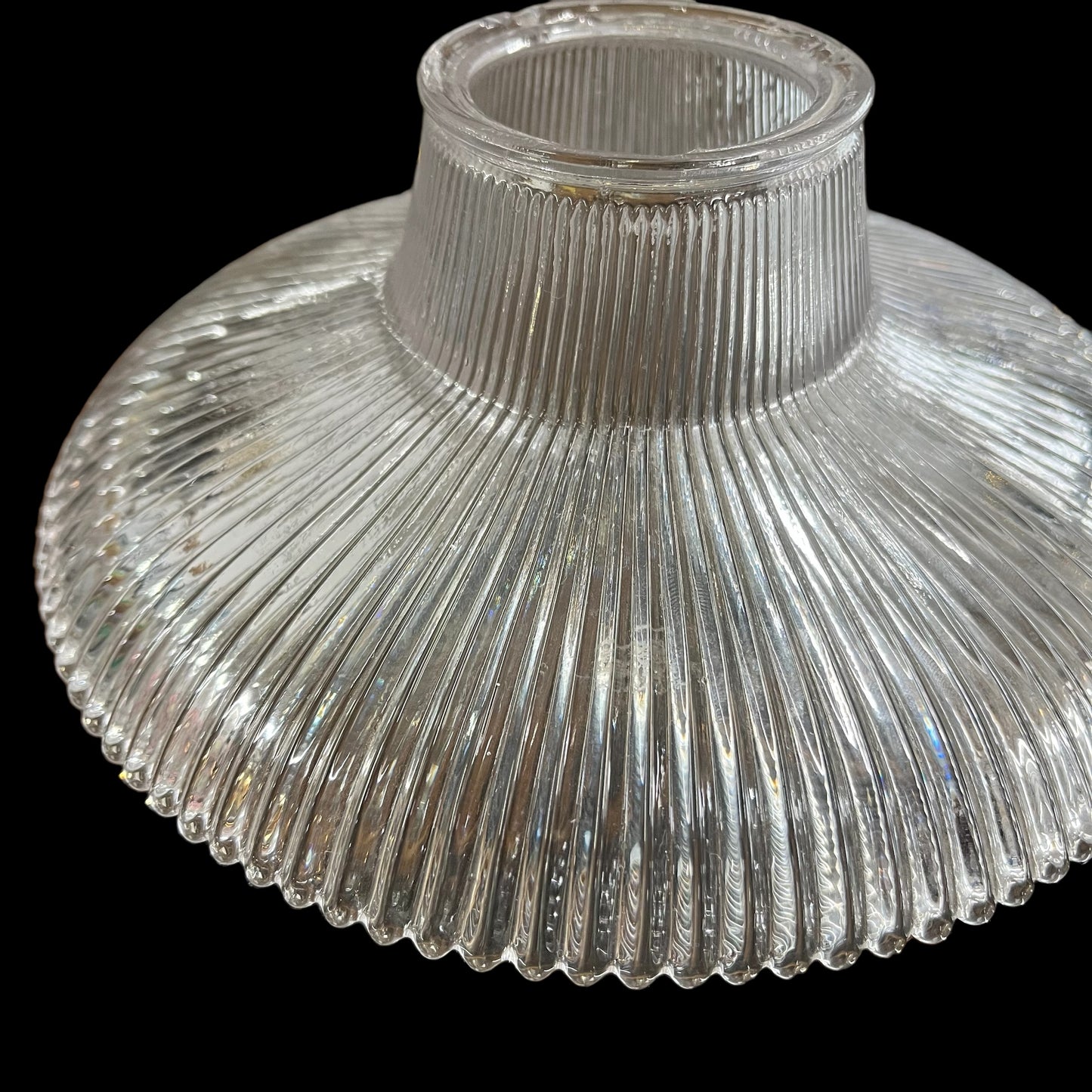 Antique Clear Glass Prismatic Holophane Shade Pendant