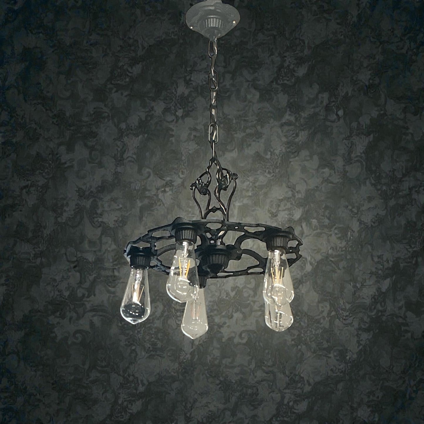 Antique Cast Iron Spanish Style Chandelier