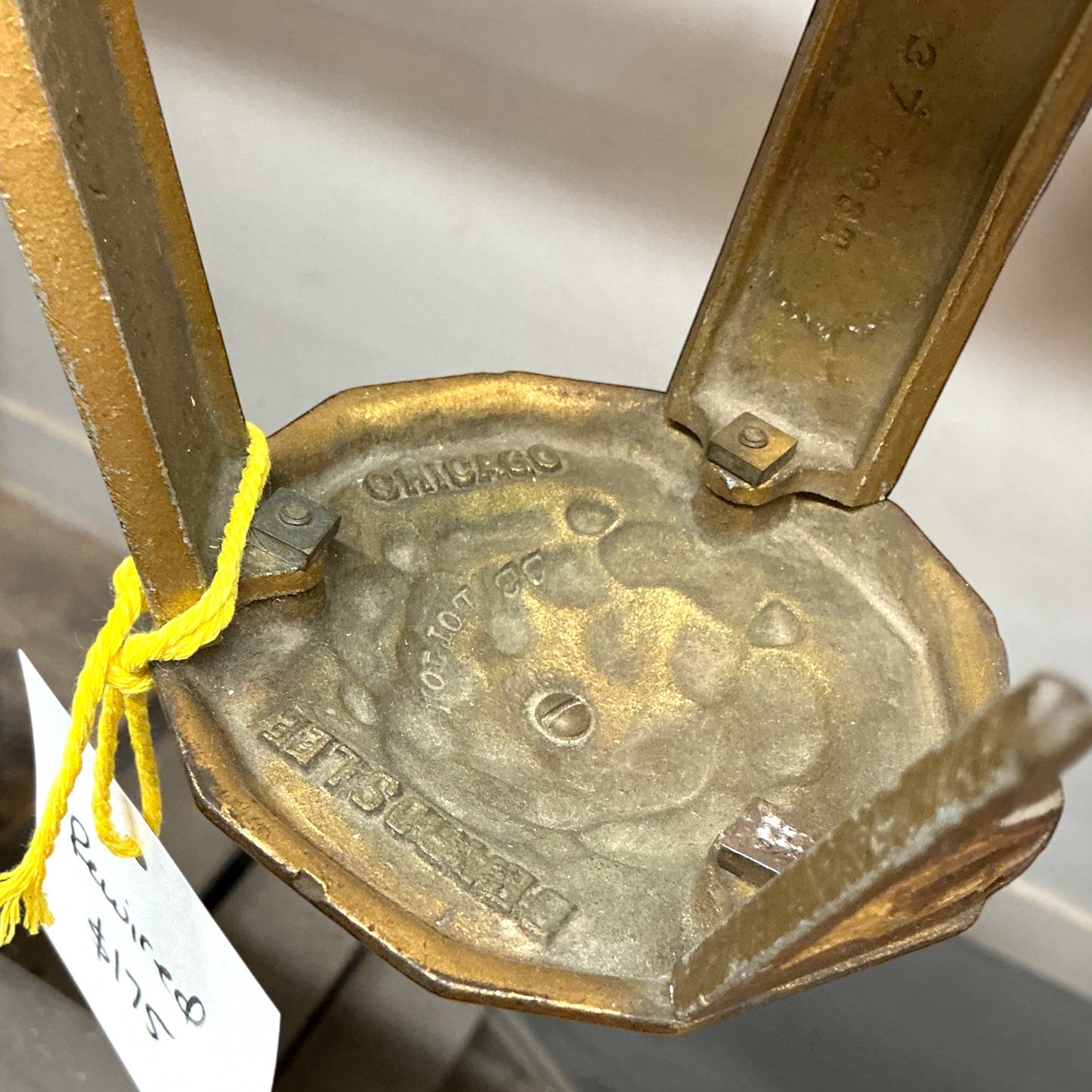 Beardslee Art Deco Brass Pendant Designed For Slipshade Ca. 1920