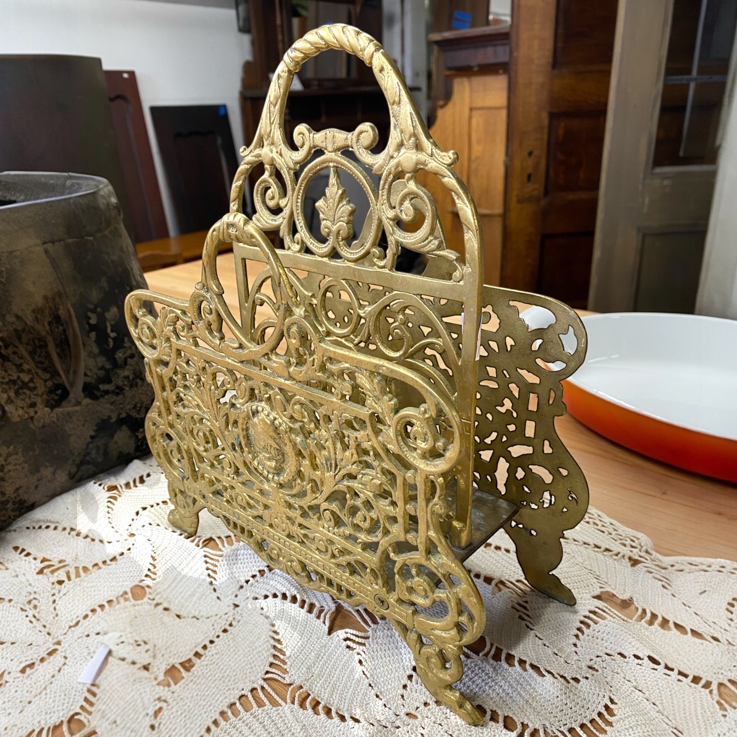 Antique Solid Brass Magazine Holder