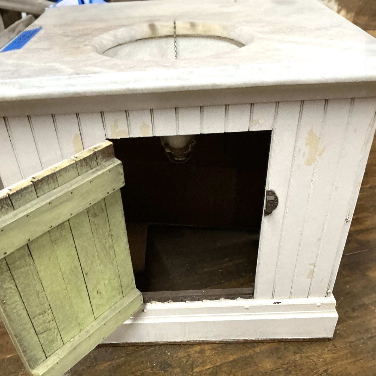Antique Sink in Wood Cabinet w/Back Splash & Towel Rack