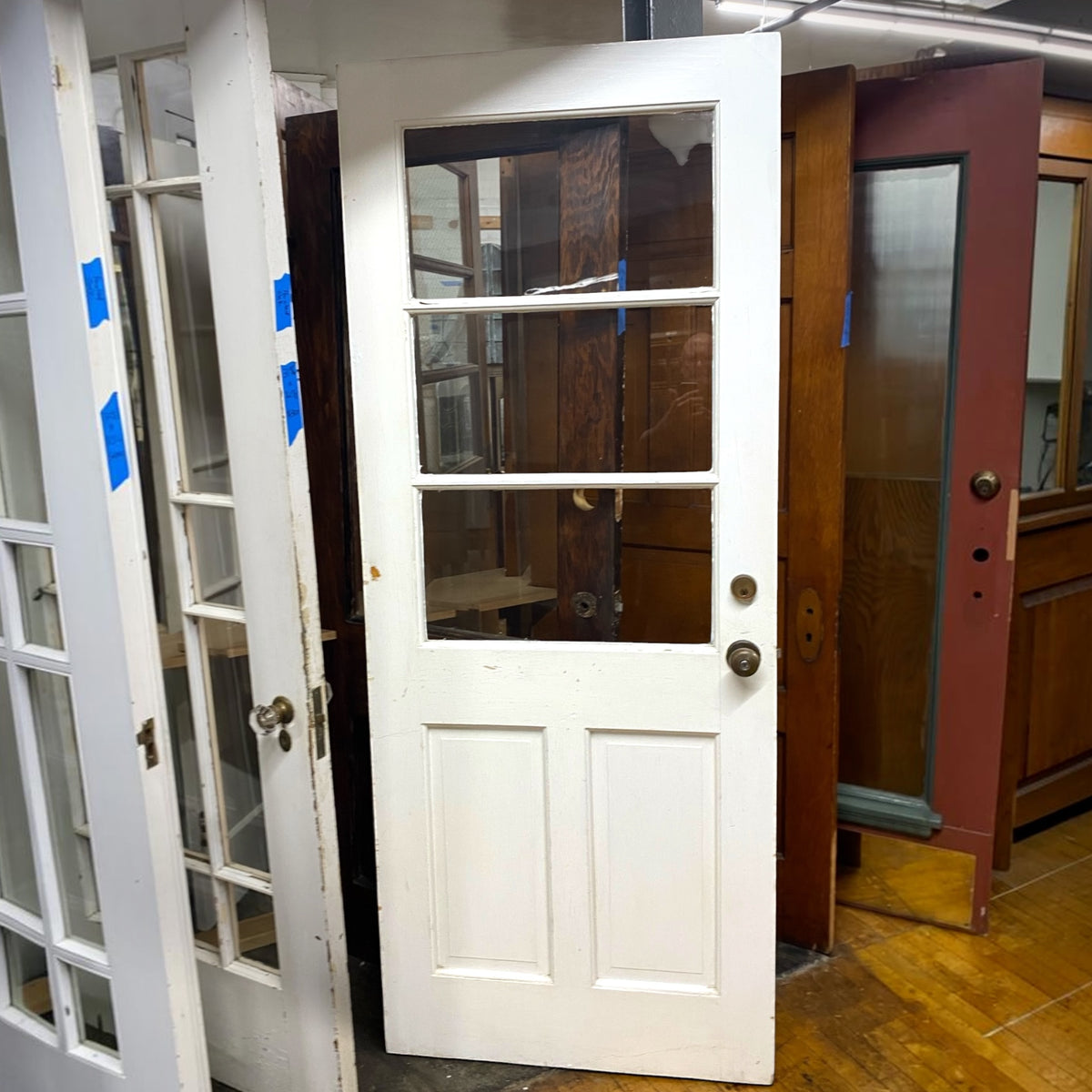 Antique Three Pane/Two Panel Exterior Door