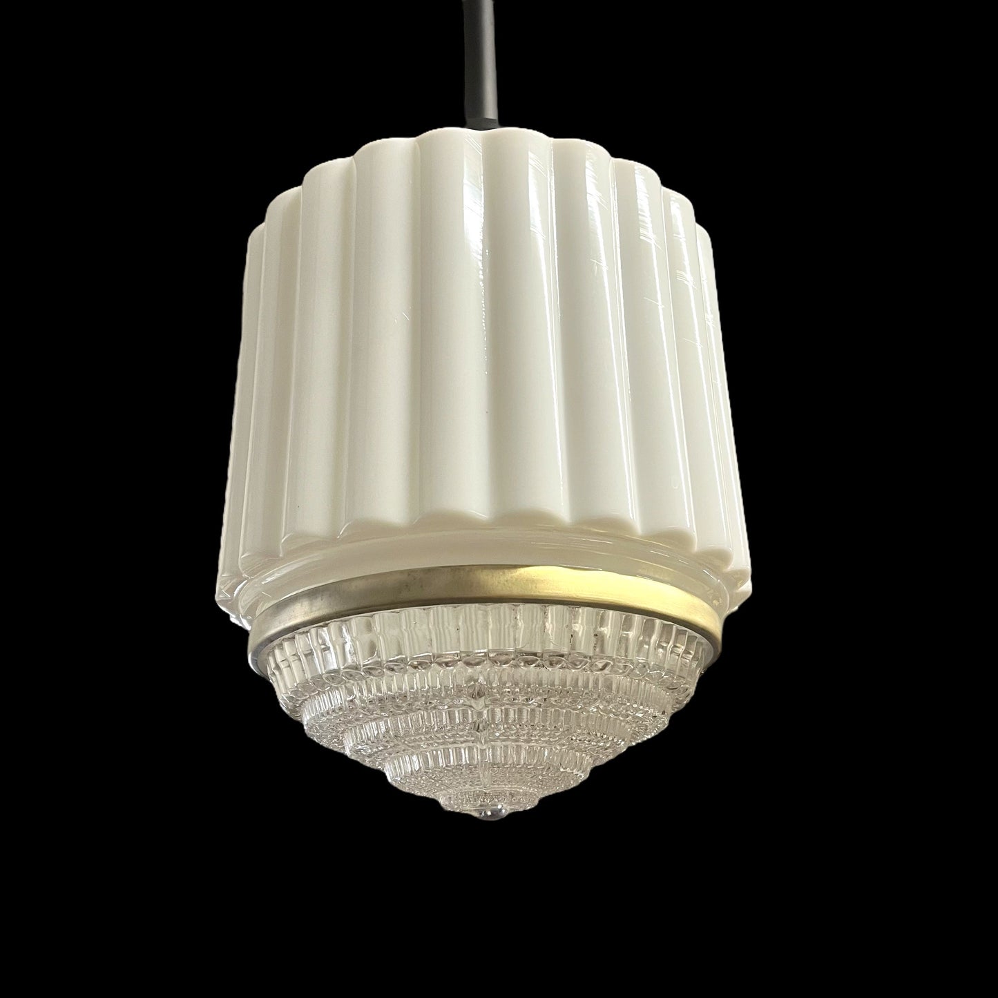 1930s Art Deco Milk Glass Pendant Light