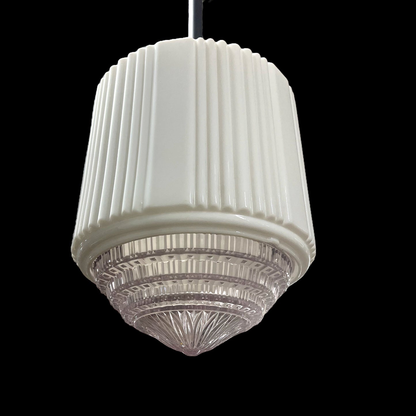 1930s Art Deco Milk Glass Pendant Light