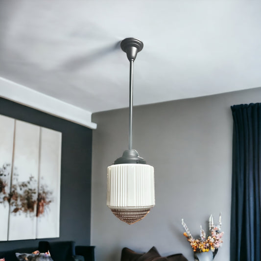 1930s Art Deco Milk Glass Pendant Light