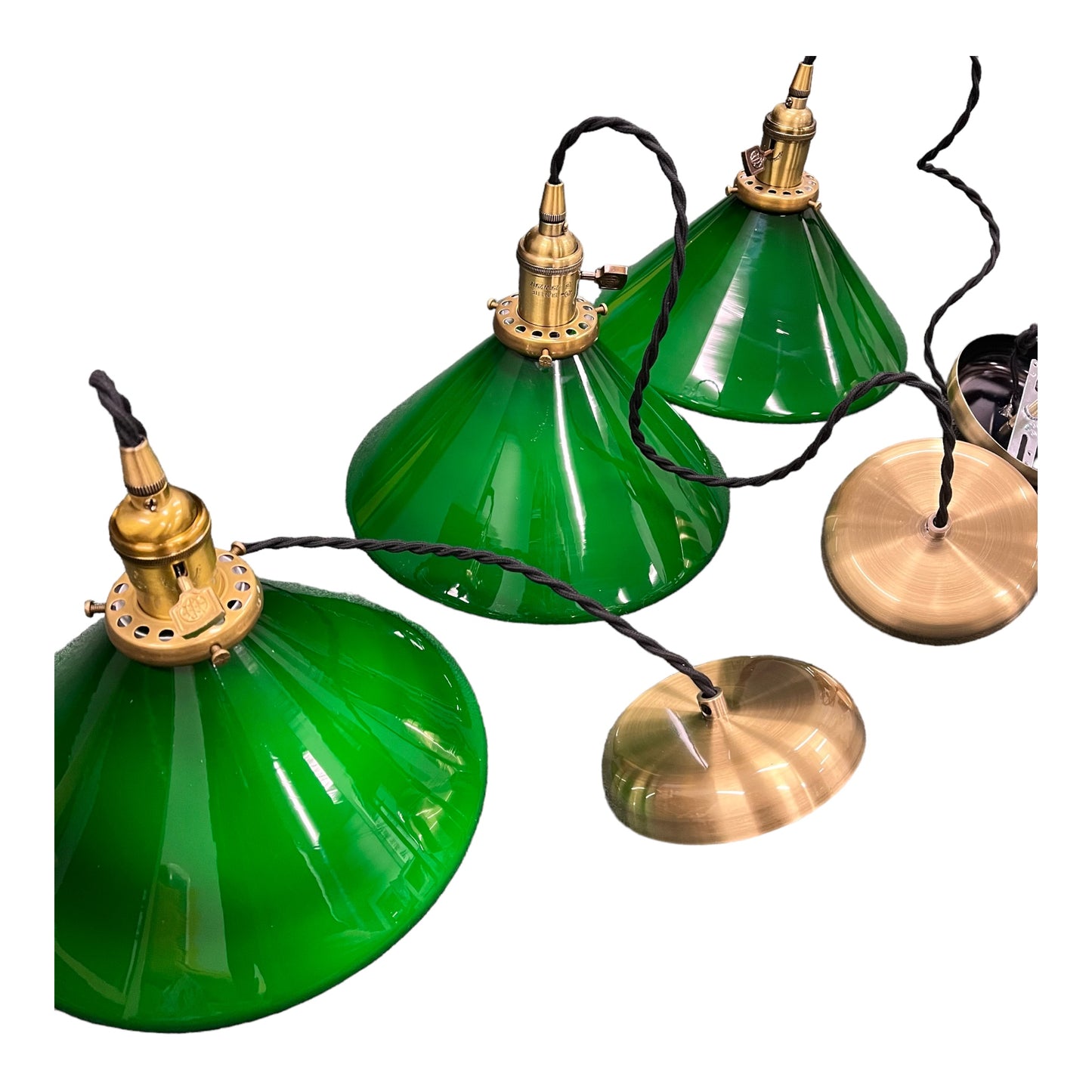 Vintage Green Glass Pendant Light