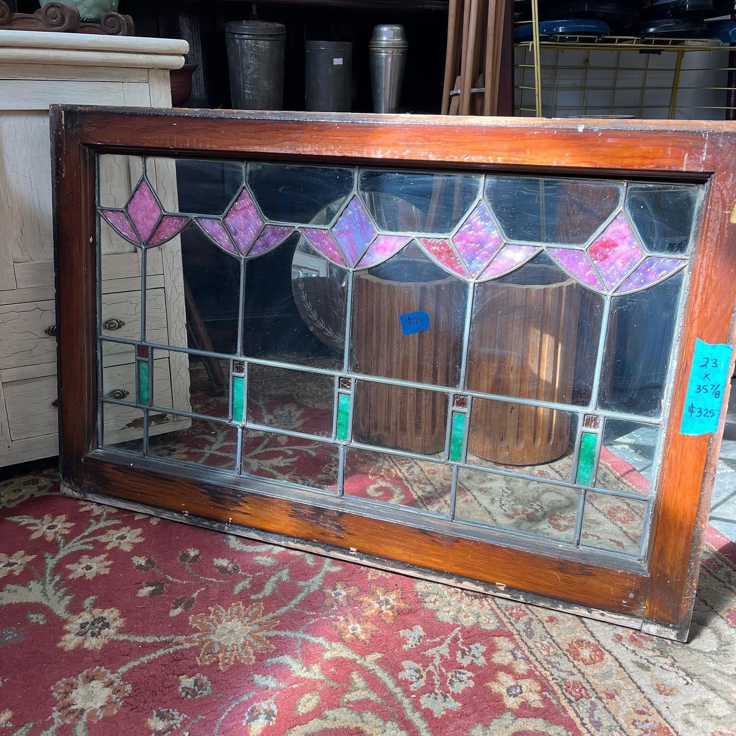 Antique Stained Glass Window - Tulips