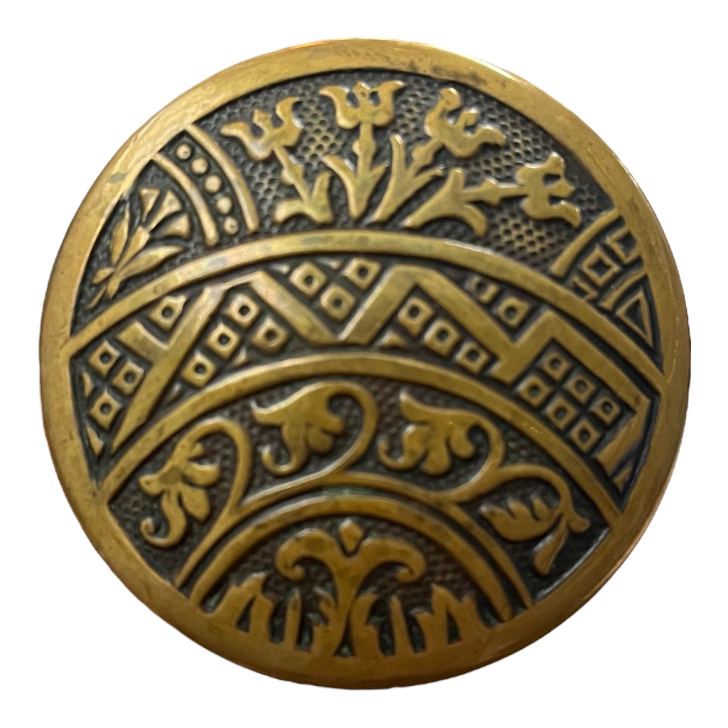 Antique Corbin Ceylon Brass Door Knob Set c. 1895